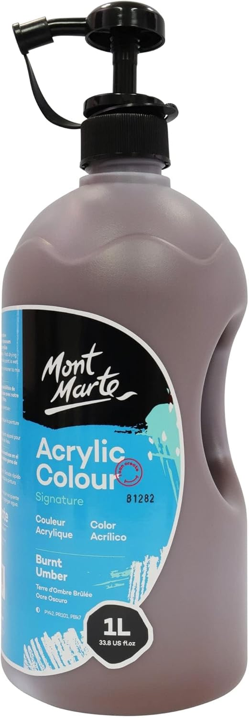 Mont Marte Signature Acrylic Colour with Pump 1 Litre, Lamp Black image number 1