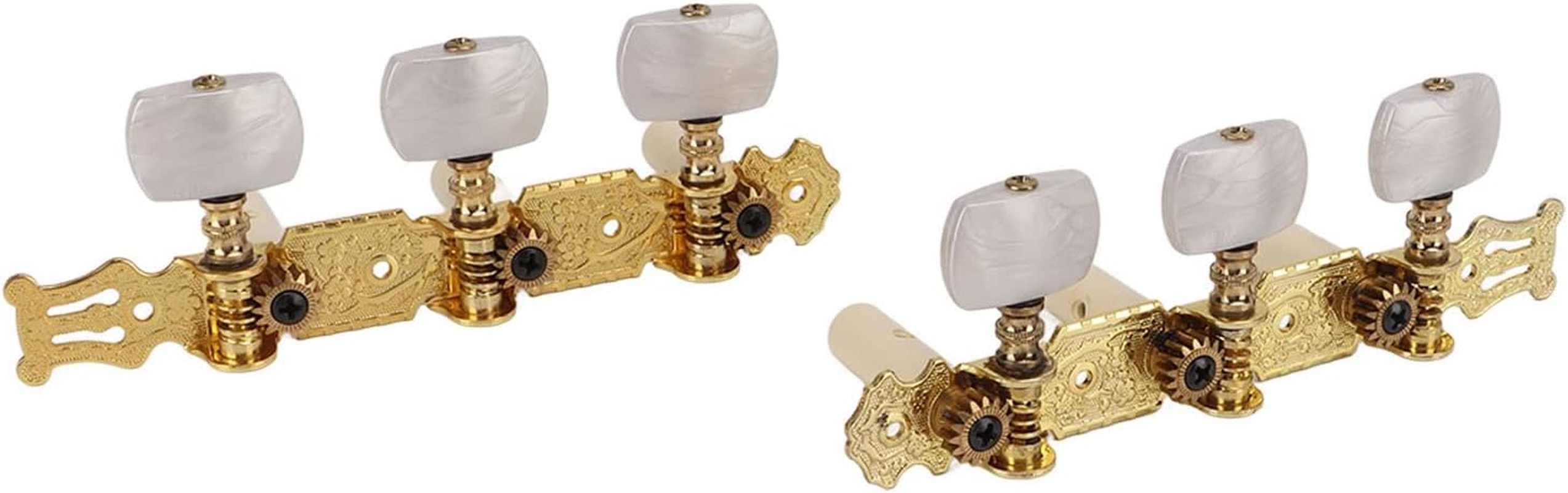 Tuning Pegs Keys, 2Pcs Classical Guitar String Machine Heads Easy to Install Metal Tuners Set Guitar Tuners Machine Heads with White Pearl Buttons for Classical Guitar image number 6