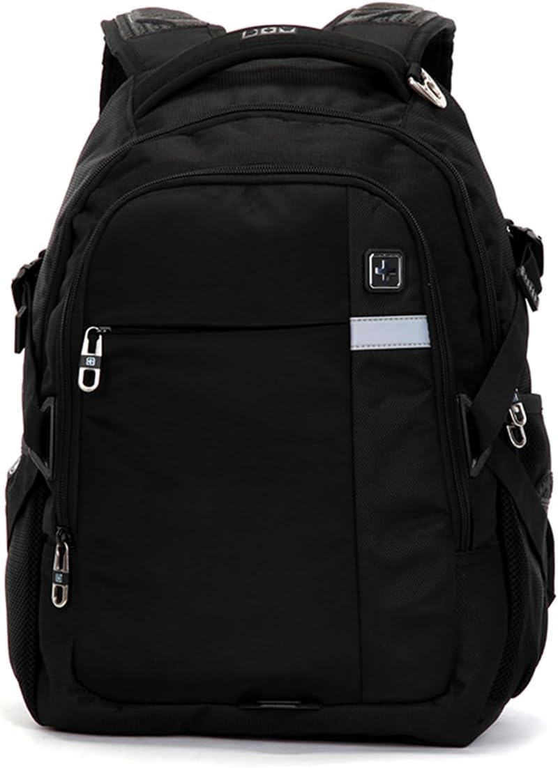 SUISSEWIN Swiss Laptop Backpack 15.6 Inch, Water Resistant Shoulder Messenger Bag, Travel, Work, Business, College, Black Backpack for Men and Women (SN9610) image number 2