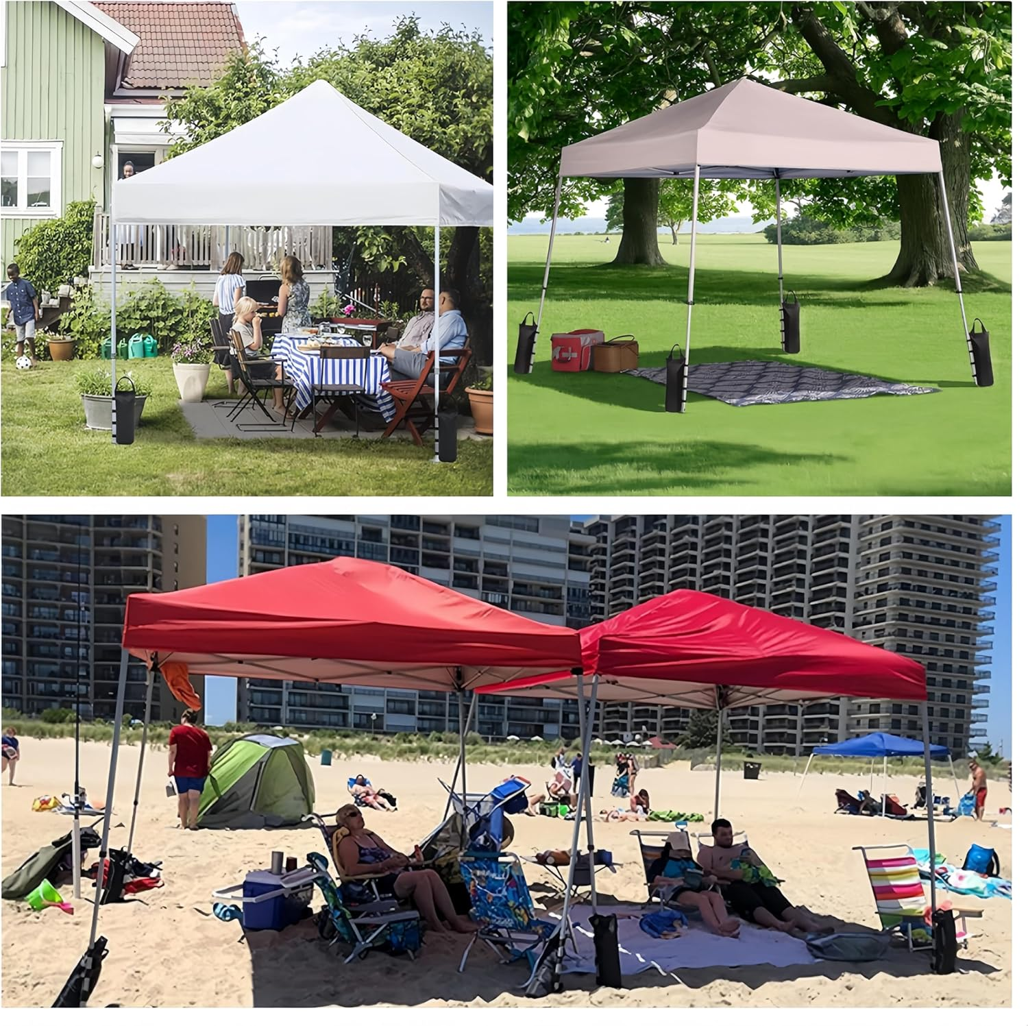 Ai-Oumleef Heavy Duty Canopy Weight Bags, 4 Pcs Gazebo Weight Bag, Canopy Leg Weights Sand Bags for Instant Outdoor Camp Sun Shelter Patio Umbrella (Black 20 * 50Cm) image number 3