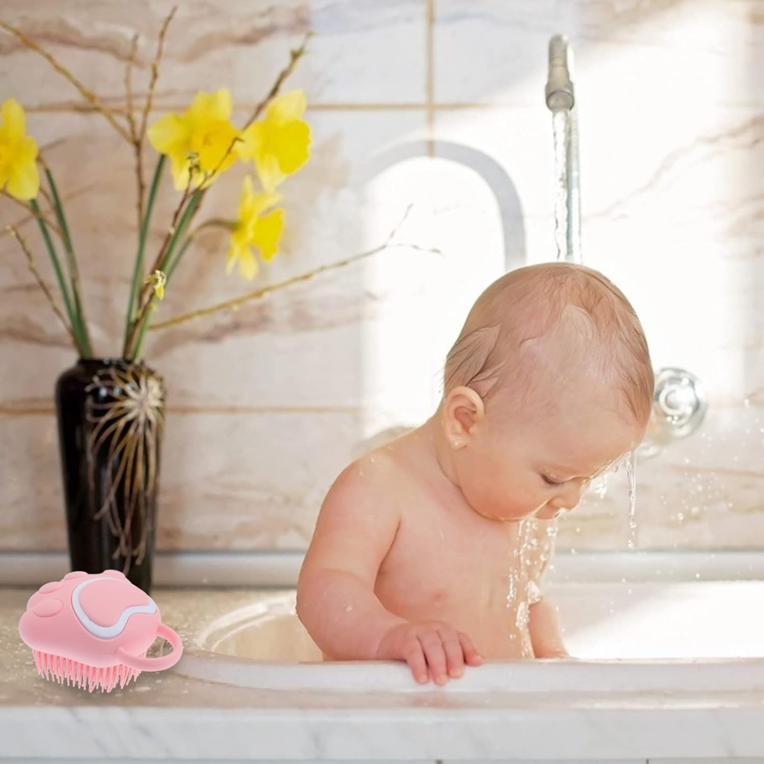 Cabilock 1Pc Multipurpose Bath Brush Silicone Gentle Wash Brush for Baby Shower Scrubber image number 2