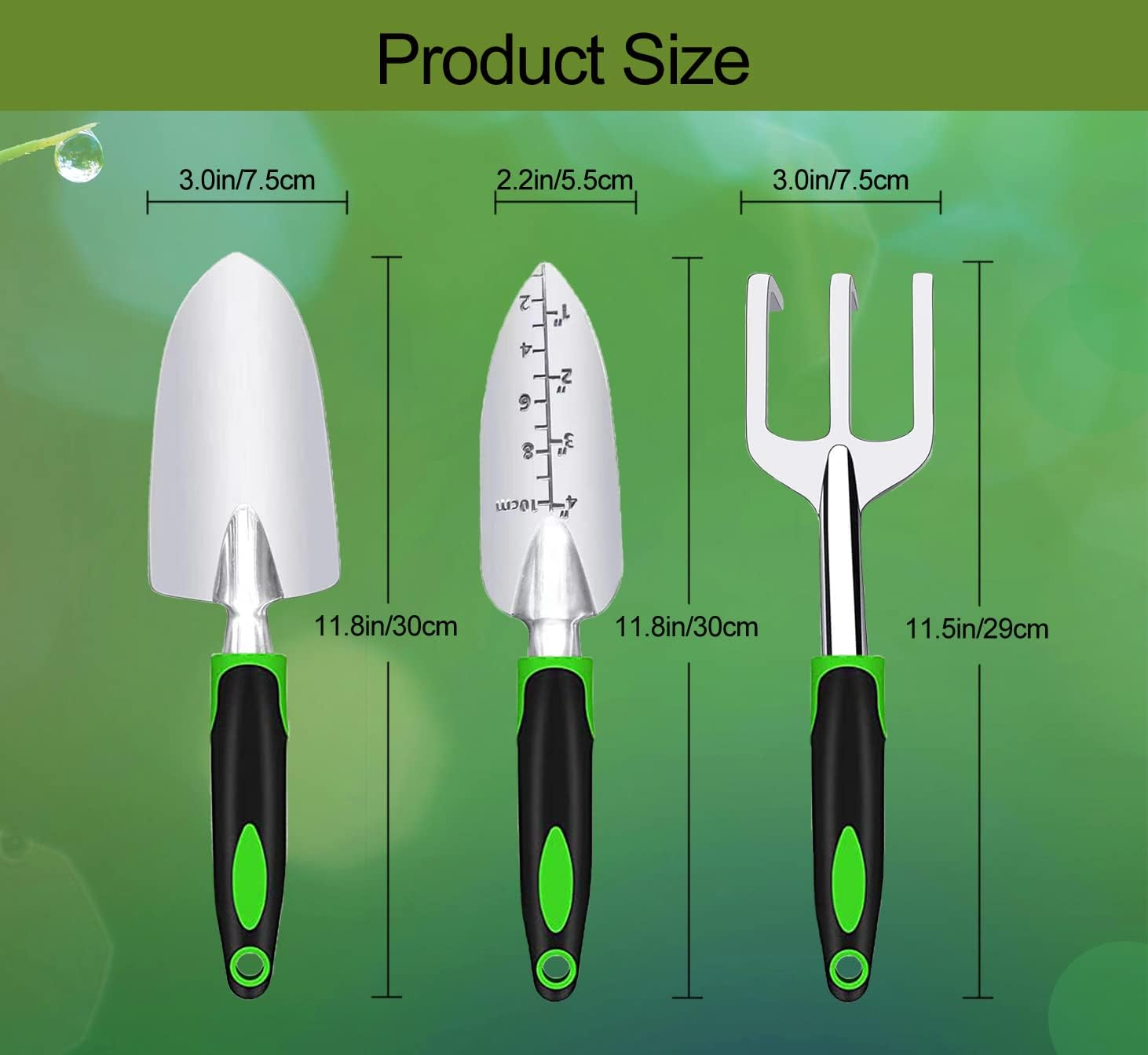 Garden Tool Set, 3 Piece Gardening Tools Includes Garden Trowel, Transplant Trowel and Hand Rake with Non-Slip Ergonomic Handle, Heavy Duty Gardening Kit for Gardening Planting, Gardening Gifts image number 3