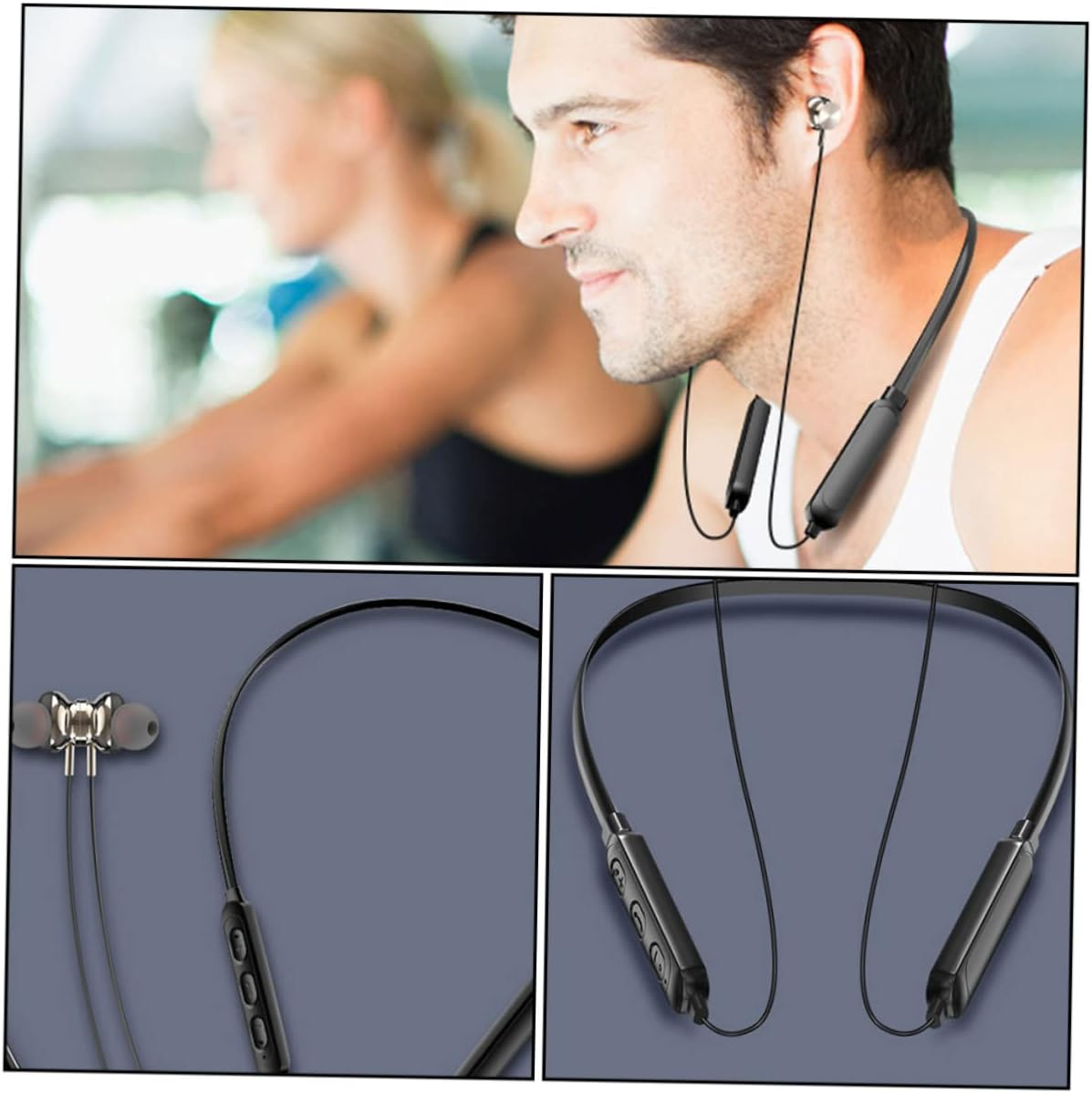 LRXIYODE Wireless Headset Neckband Earbuds 5.0 Magnetic In-Ear Stereo Earphones for Sports and Travel, Waterproof Black Wireless Earpiece image number 5