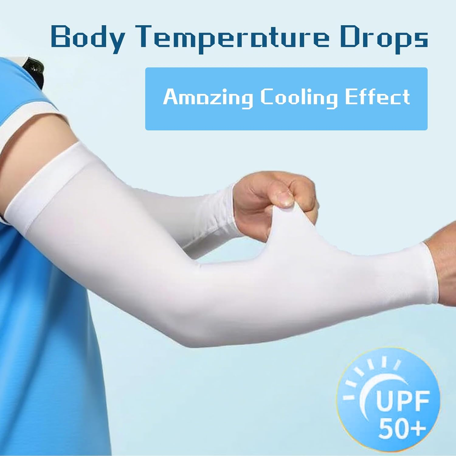 ONBPIY Arm Sleeves 2 Pairs 1 Black 1 White UV Sun Protection Compression Cooling Sleeves for Men Women Volleyball Basketball Cycling Outdoor Sports image number 2