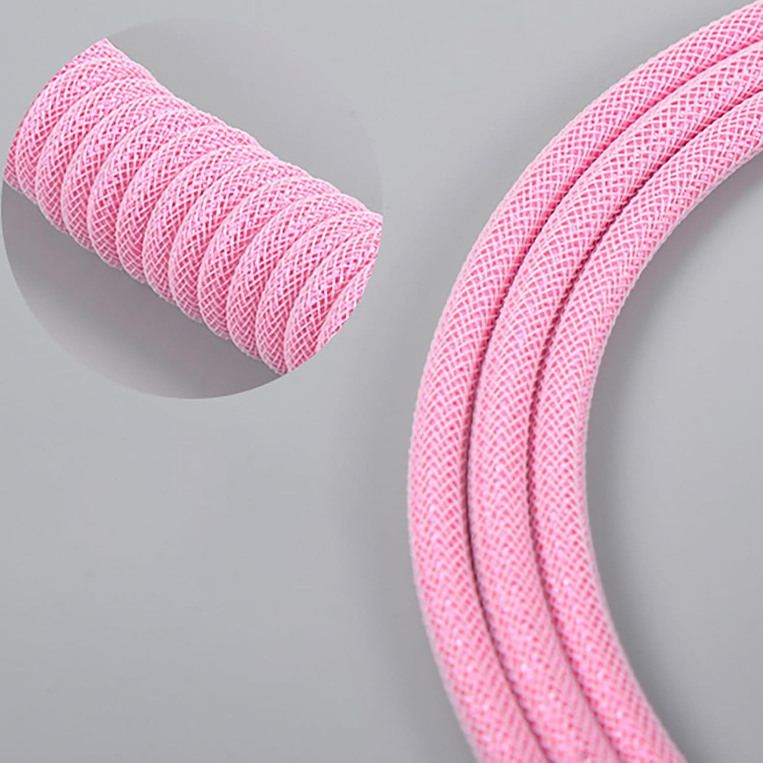 Tunghey Coiled Keyboard Cable, Nylon Braided USB C to USB a TPU Cable for Mechanical Gaming Keyboard, with Detachable Metal Aviator for Custom Keyboard 3M (Black) - Black image number 6