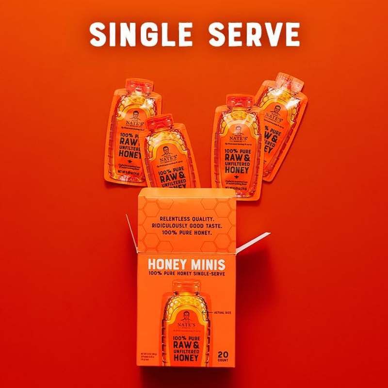 Nature Nate'S Raw and Unfiltered Honey Minis Packets Single Serve, 9.8 Oz, 1 Box of 20 Packets. image number 3