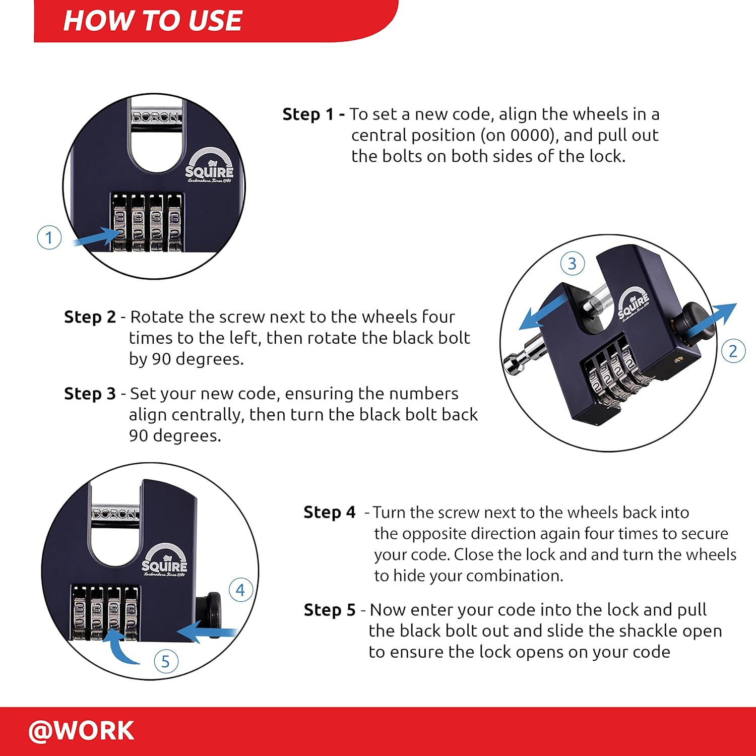 Squire Henry SHCB High Security Recodable Combination Block Lock 4 Wheel Padlocks, 65 Mm (Length) X 19 Mm (Width) image number 1