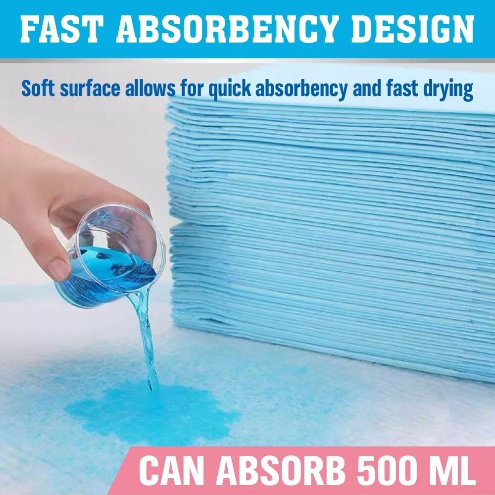 VAKA 105-Piece Pet Training Pads, Value Pack, Disposable Leak-Proof Dog Pee Pads, Fast Drying Pee Mats for Dogs, Cats, Rabbits Pets, 60X60Cm Pink - 105-Piece Blue Pads image number 2