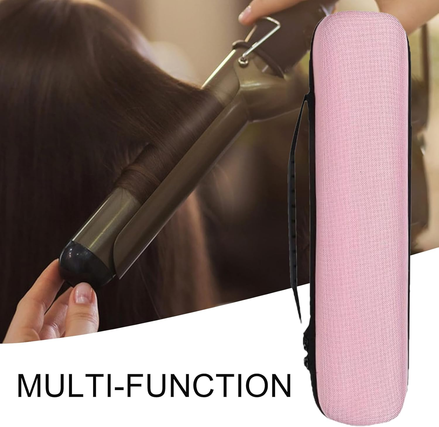 Wezalget Flat Iron Storage Case | Waterproof Straighteners Bag | Portable Travel Supplies, Multifunctional Haircare Accessories for Men, Women, Pink, Refer to Description, Unisex - Pink image number 3