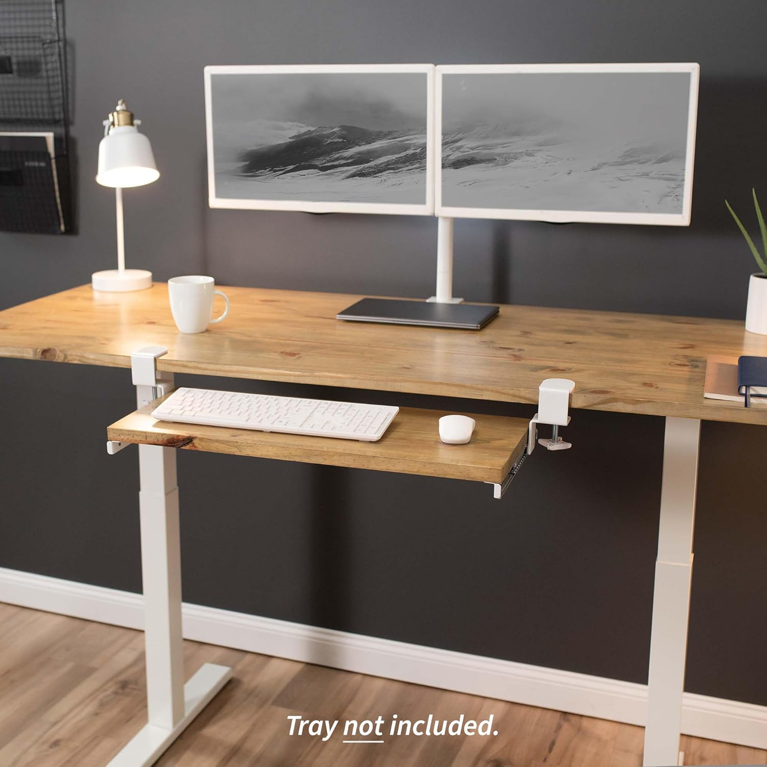 VIVO Clamp and 12 Inch Rail Set for DIY Custom Wooden Keyboard Trays (Tray Not Included), under Desk Pull Out Slider Track with Extra Sturdy C-Clamp Mount System, White, MOUNT-RAIL02W - White image number 4