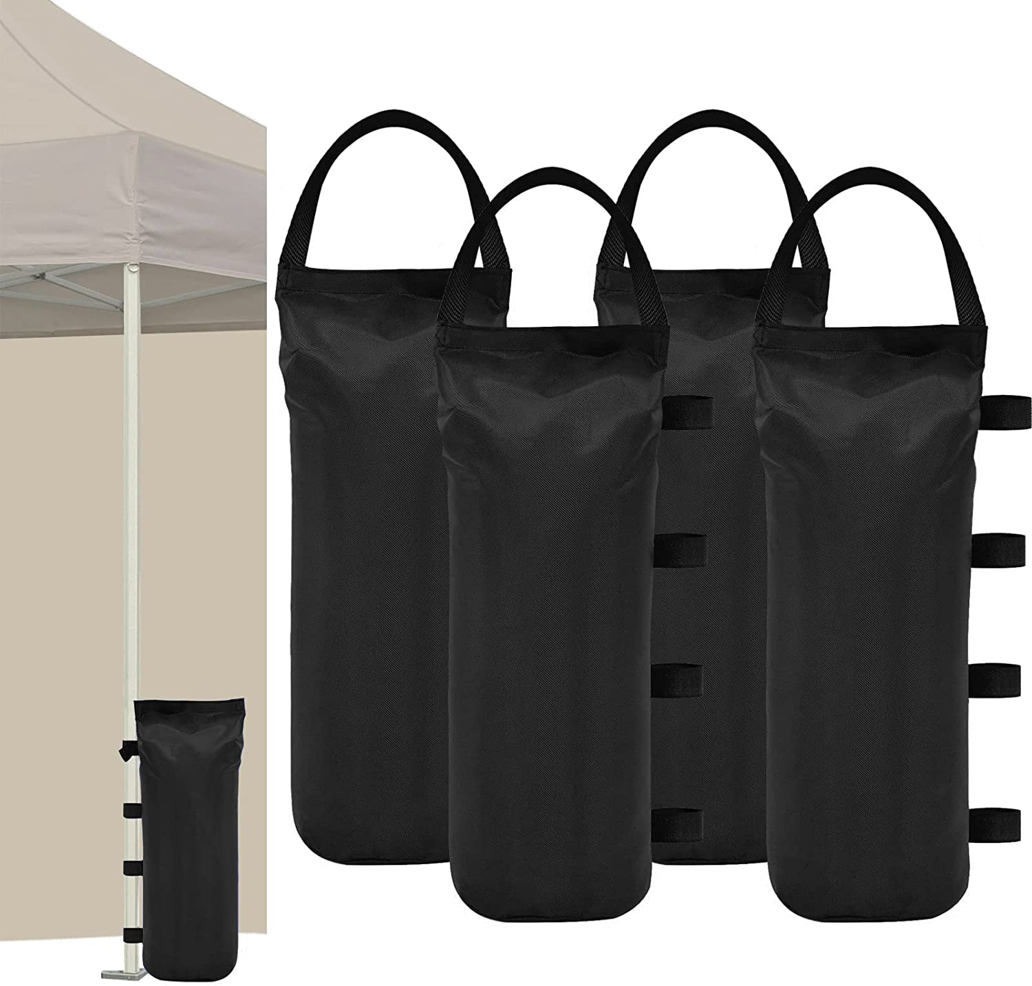 4 Pcs 112 LBS Extra Large Pop up Gazebo Weights Sand Bags for Ez Pop up Canopy Tent Outdoor Instant Canopies,Sand Bags without Sand, Black