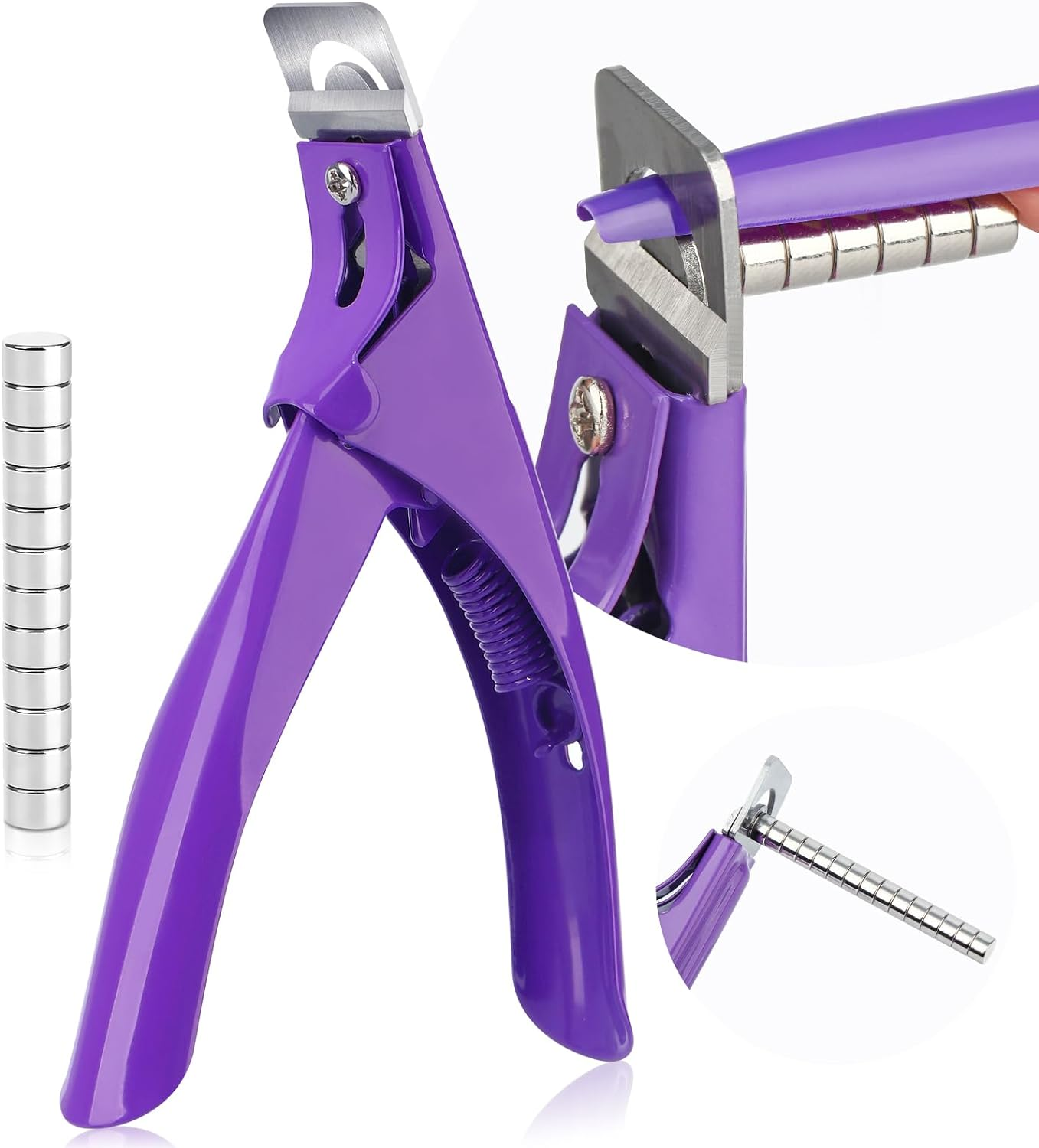 SAVILAND Acrylic Nail Clippers with Magnets: Purple Nail Clipper for Acrylic Nails Cutter with Sizer Magnets 15PCS Sharp Professional Fake Nails Stainless Nail Trimmer Manicure Tool Women Salon Home image number 6