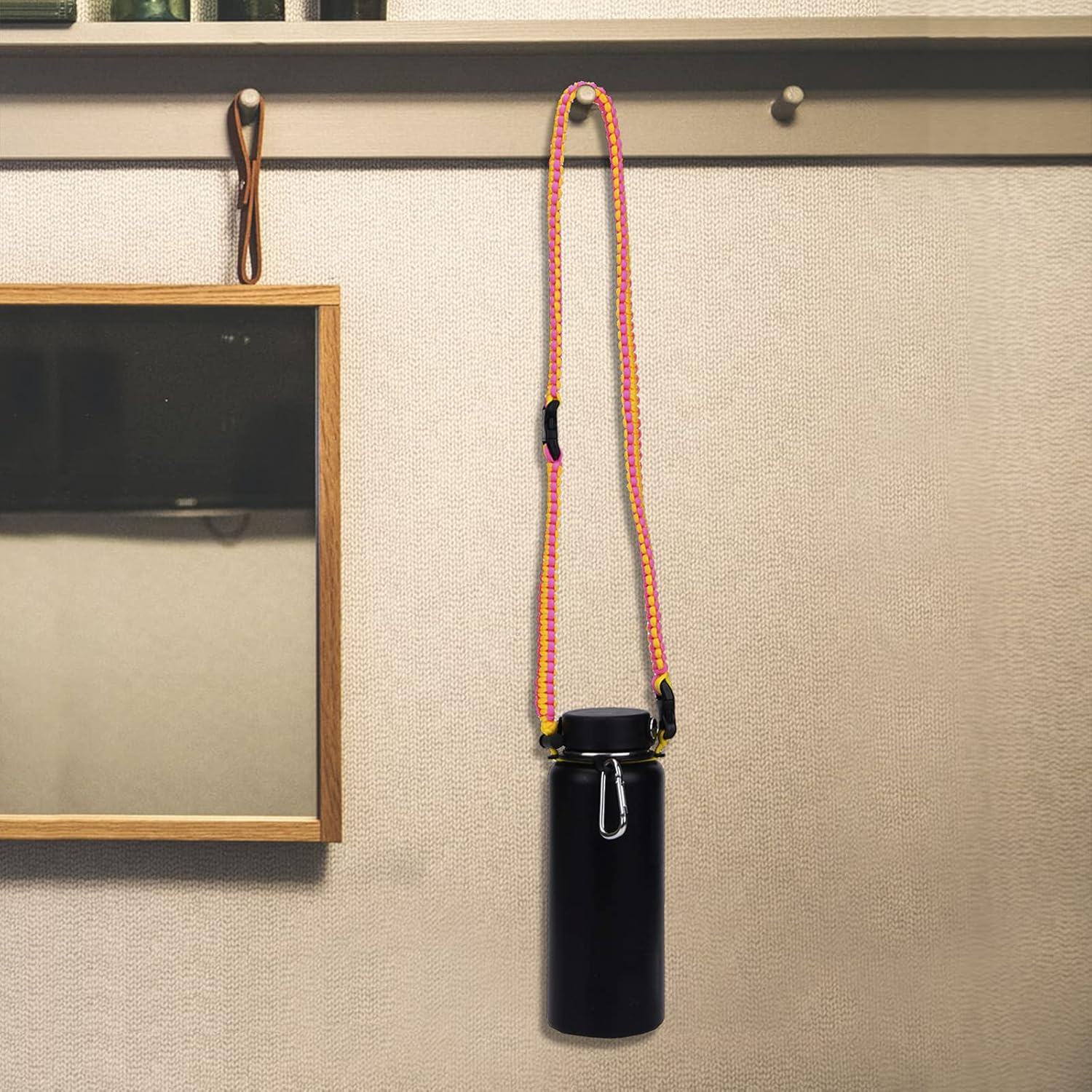 Paracord Handle with Shoulder Strap for Hydro Flask Bottle Strap - Bright Rainbow image number 5