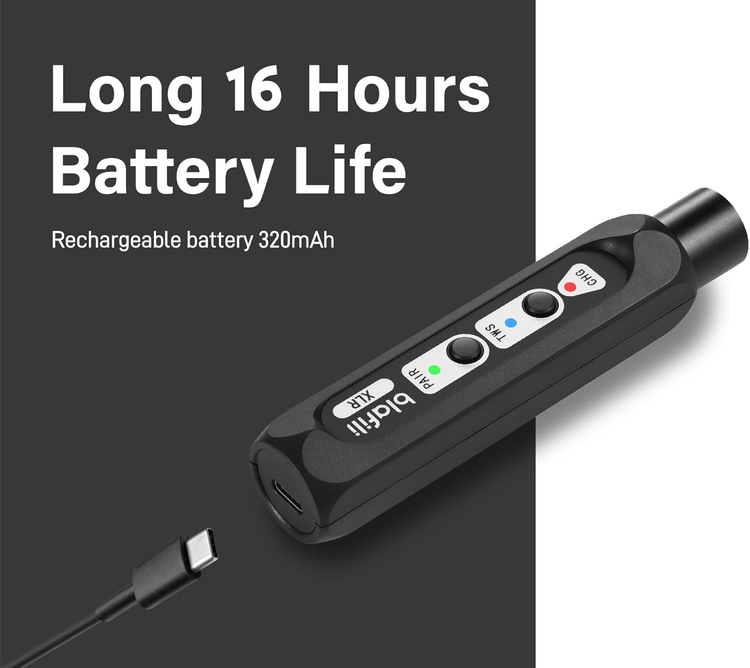 Blafili XLR Portable Bluetooth V5.1 Music Receiver, Aptx HD Aptx Low Latency AAC SBC TWS, Rechargeable Battery 16Hrs Long Playtime, USB-C DAC for Mixing Console Desk, Audio Mixer, PA DJ System image number 1