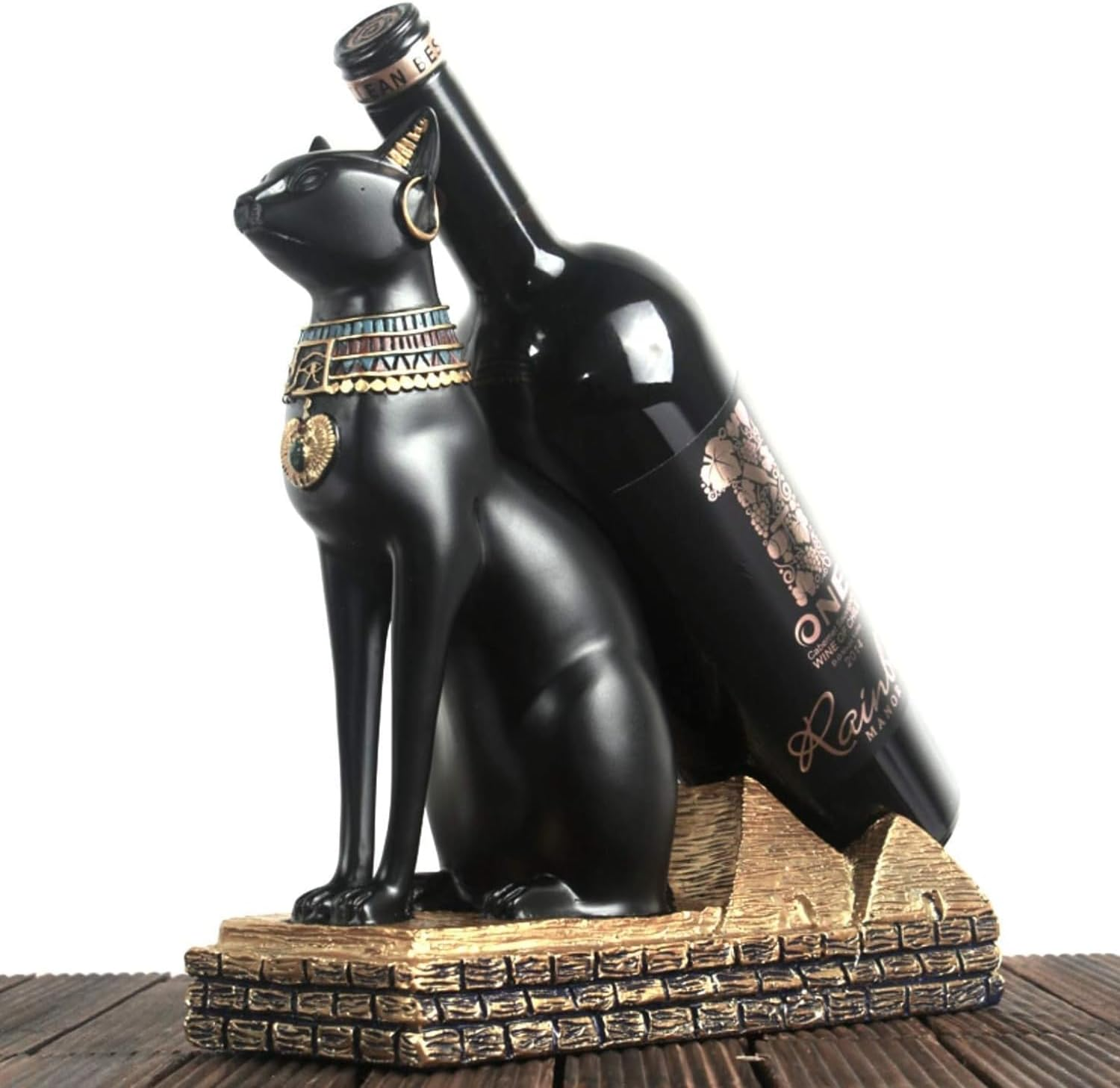 MOMOGEE Small Wine Rack Small Wine Bottle Holder Tabletop Wine Bottle Stand Premium Resin Material Decoration (BASTET)