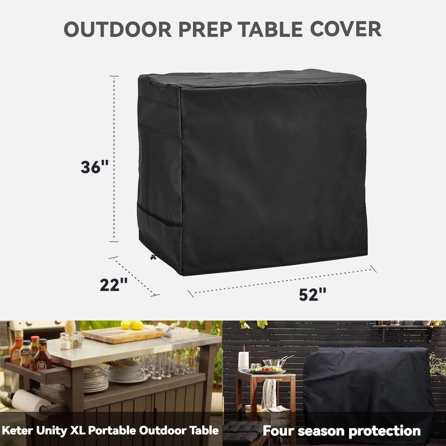 Outdoor Prep Table Cover - Waterproof, Stainless Steel Top Cover for 52 Inch Keter Unity XL Portable Outdoor Table, Compatible with 52 Inch Outdoor Utility Cart and Storage Cabinet image number 3