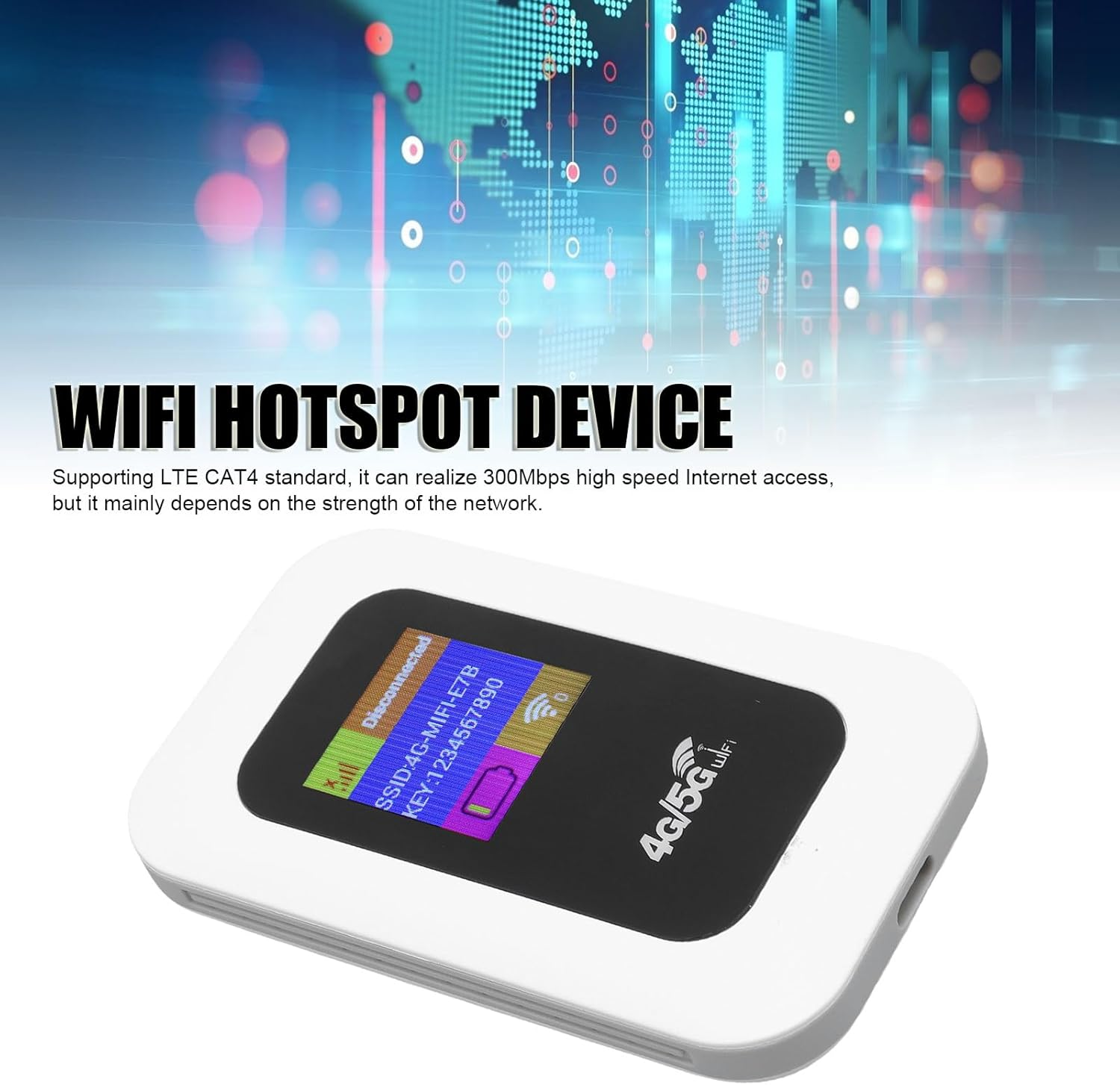 YUEHISY Portable Wifi Device with 4G and 5G SIM Card Slot, Supports LTE CAT4, up to 300Mbps, 10 Devices, 2100Mah Battery, Suitable for Home or Travel. Compact Design, Easy Setup, Enjoy image number 2