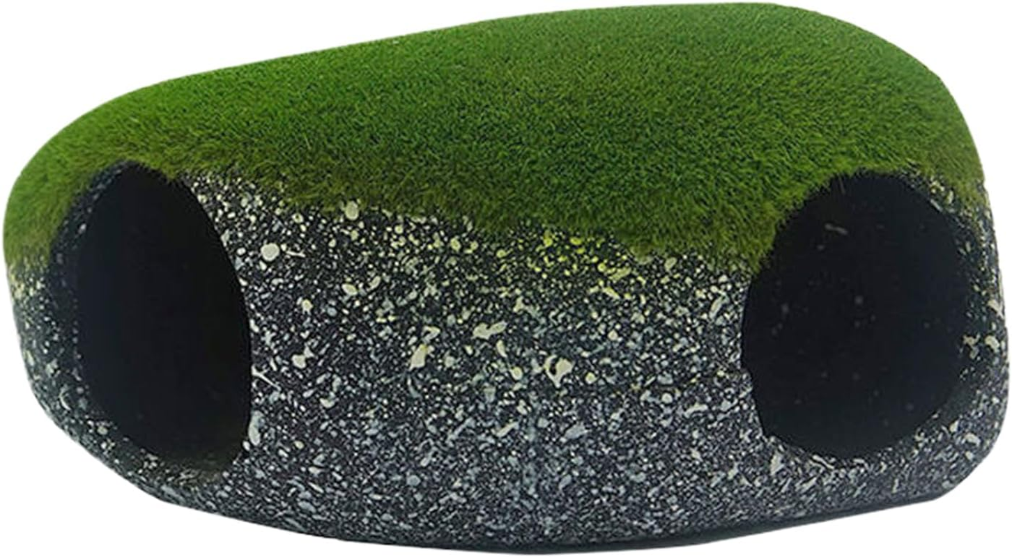 Fish Cave, 2 Holes Rock Shelter Decoration, Stones House, for Home Workplace Pet Store Freshwater Saltwater Terrarium Aquarium Corner Tanks