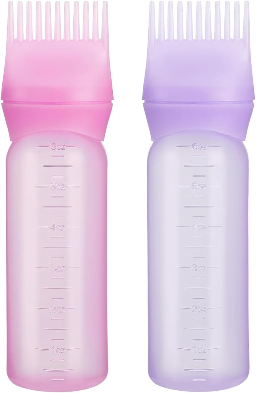 Pack of 2 Hair Dye Brush, Hair Oil Applicator Bottle, Hair Dye Brush Bottle, Hair Oil Applicator, for Hair Oil Hair Colourations, Shampoo Applicator Brush (Pink/Blue) image number 4
