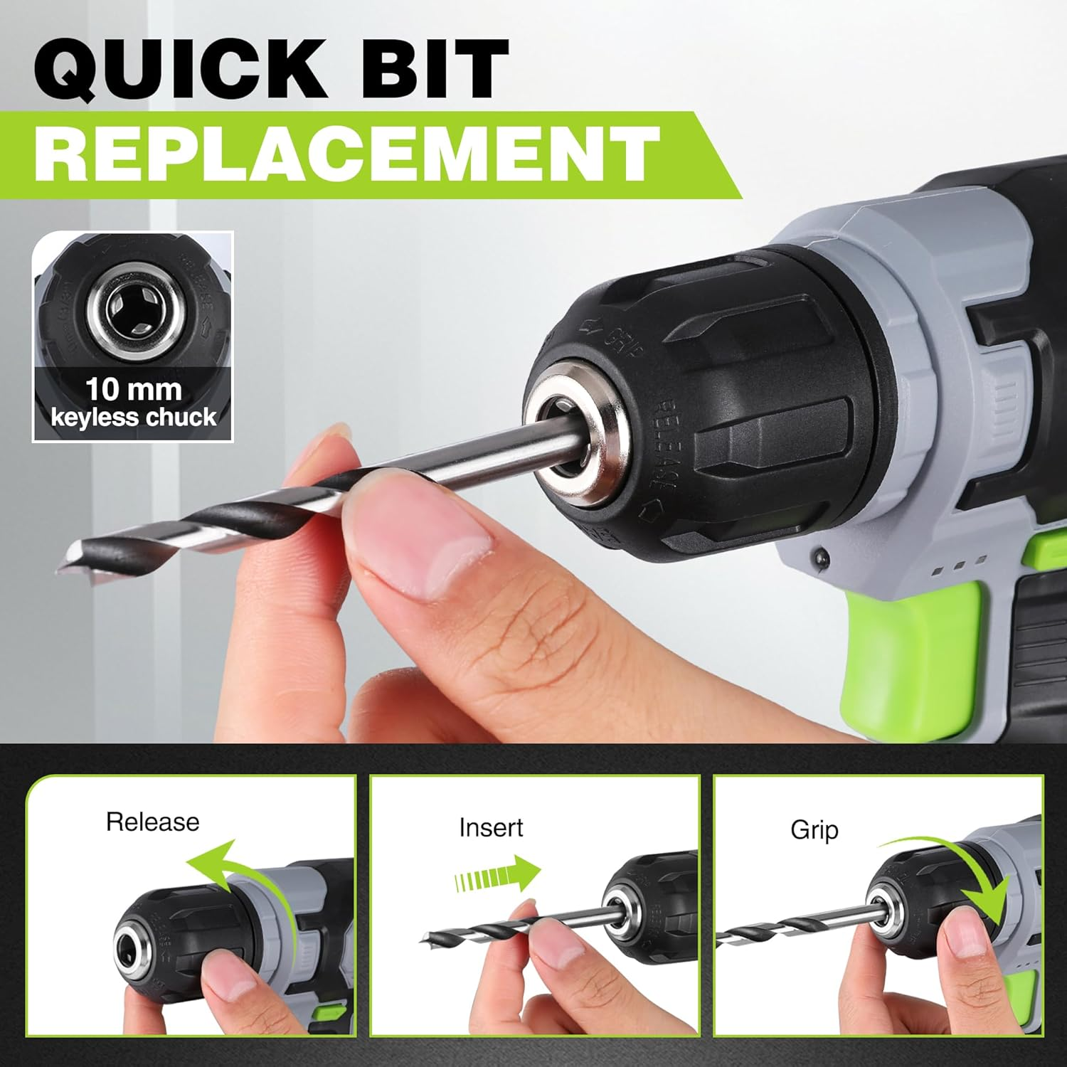 WORKPRO 8V Cordless Drill Driver Set, Electric Screwdriver 9.5 Mm Keyless Chuck, Max Torque 12 N&middot;M, 2 Ah Battery with 21 Pcs Accessories and Single Layer Stack & Carry Box, Ideal for Home DIY Project - Pink image number 6