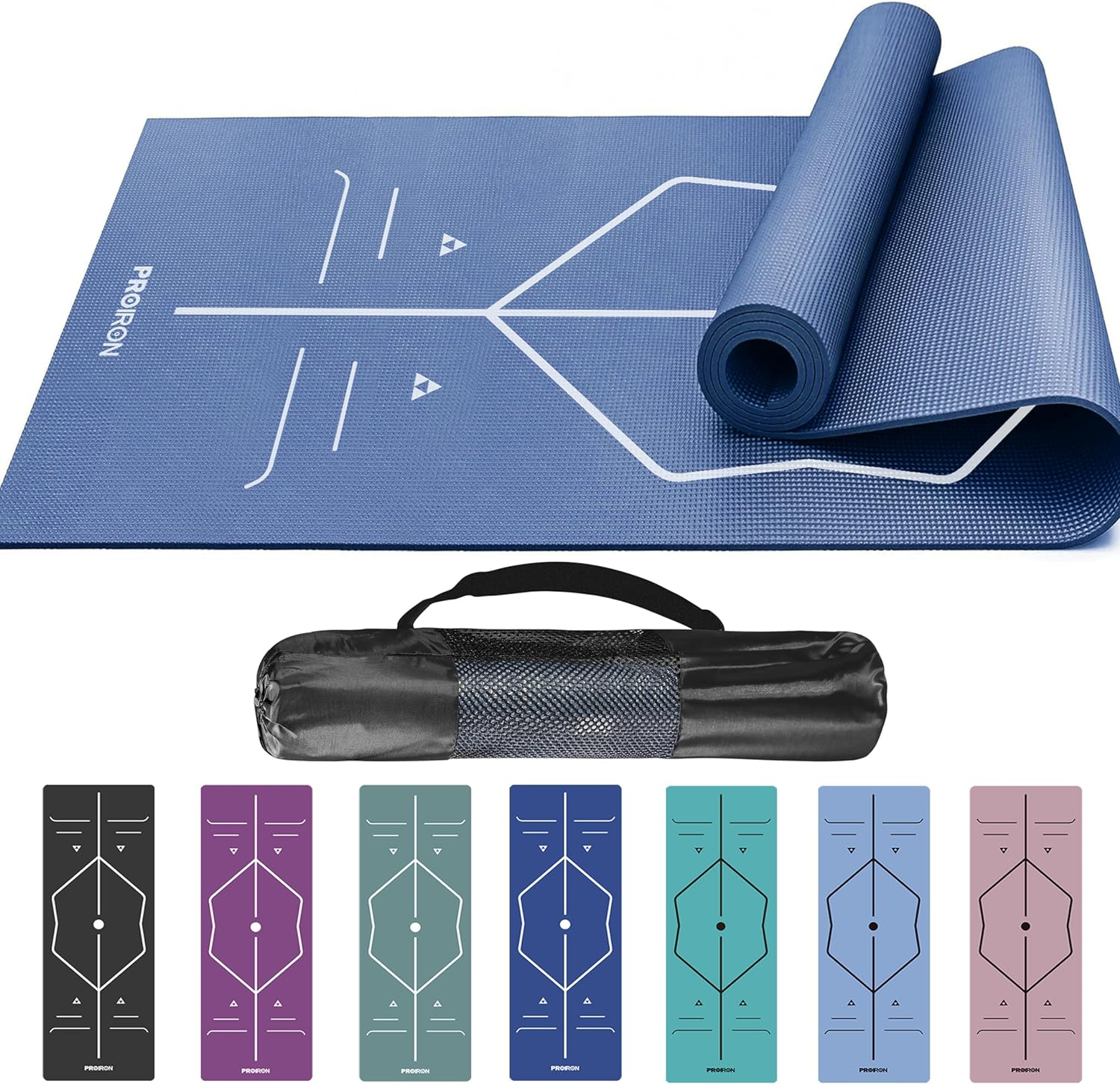 PROIRON Yoga Mat Patented Alignment System Exercise Mat Non Slip Pilates Mat for All Types of Yoga, Pilates & Floor Workouts with Carrying Bag (1730 X 610 X 4Mm)