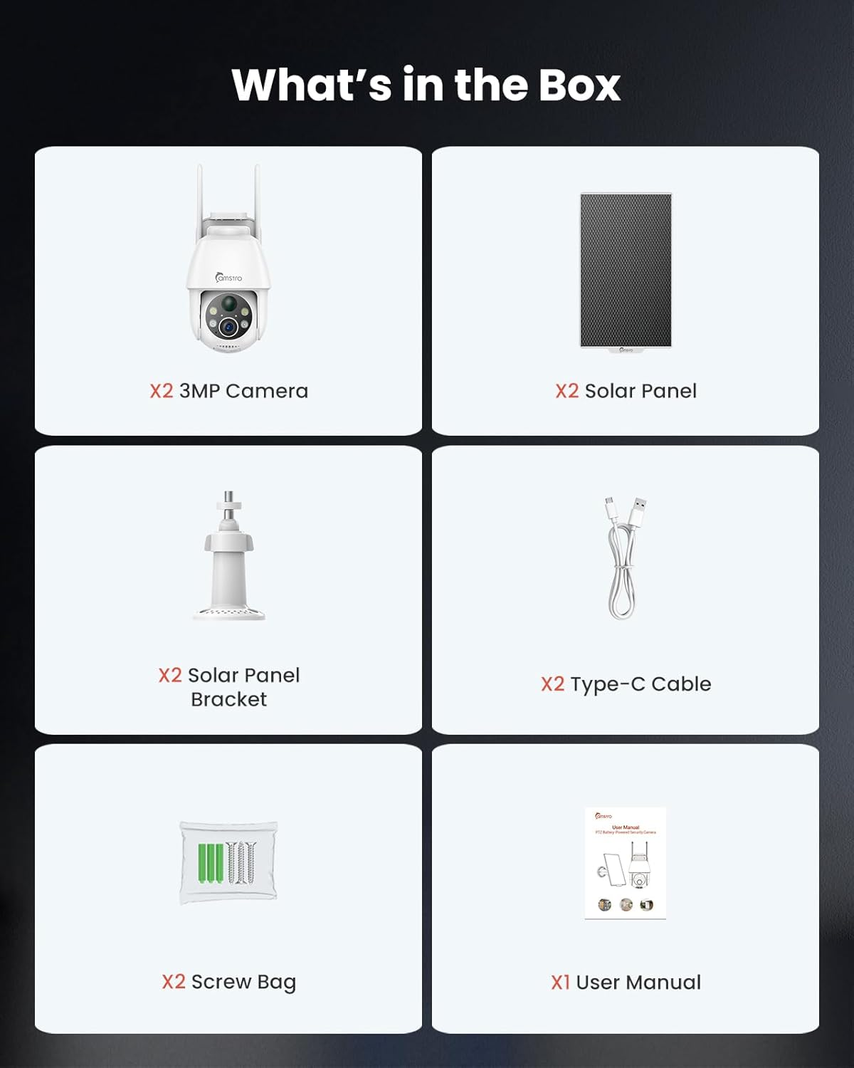 Camstro 2-Cam Kit Solar Security Cameras Outdoor Wireless, 2PCS Battery Wifi Cameras System for Home Security, 360&deg;PTZ, Color Night Vision, Two-Way Audio,Pir/Ai Motion Detection,Alexa/Google Assistant image number 6