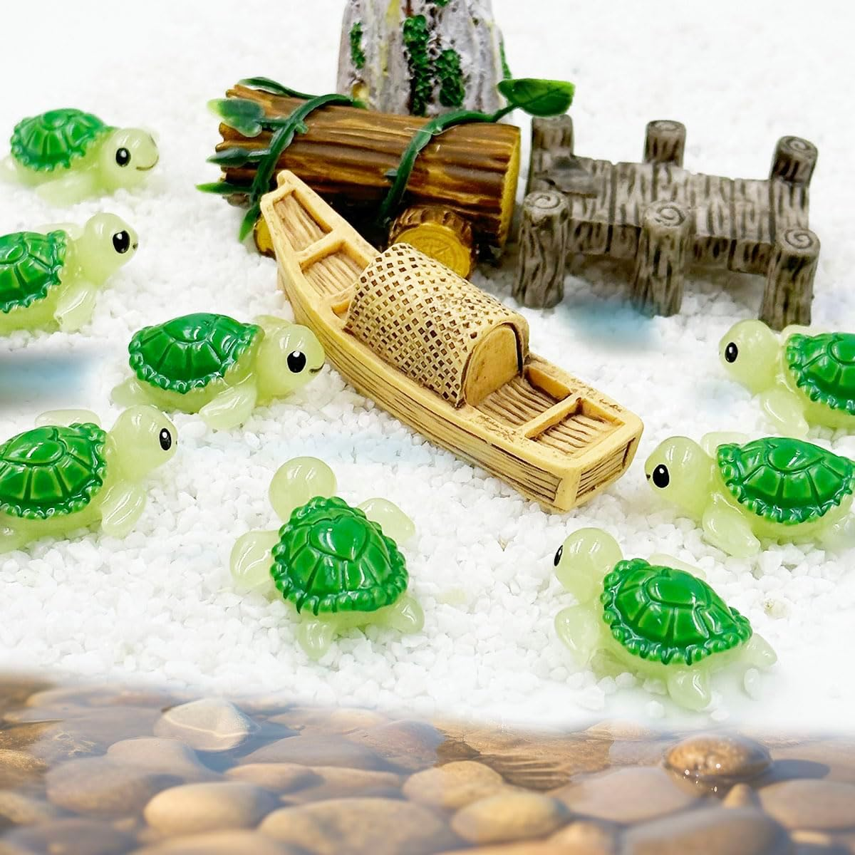 Suartus Mini Green Turtle - 30Pcs Resin Miniature Sea Turtle Figurines Tortoise Turtle Miniature Figurines Ocean Animals Statue for Fairy Garden Dollhouse Micro Landscape Decor Ornament - 30 Green Turtle image number 2