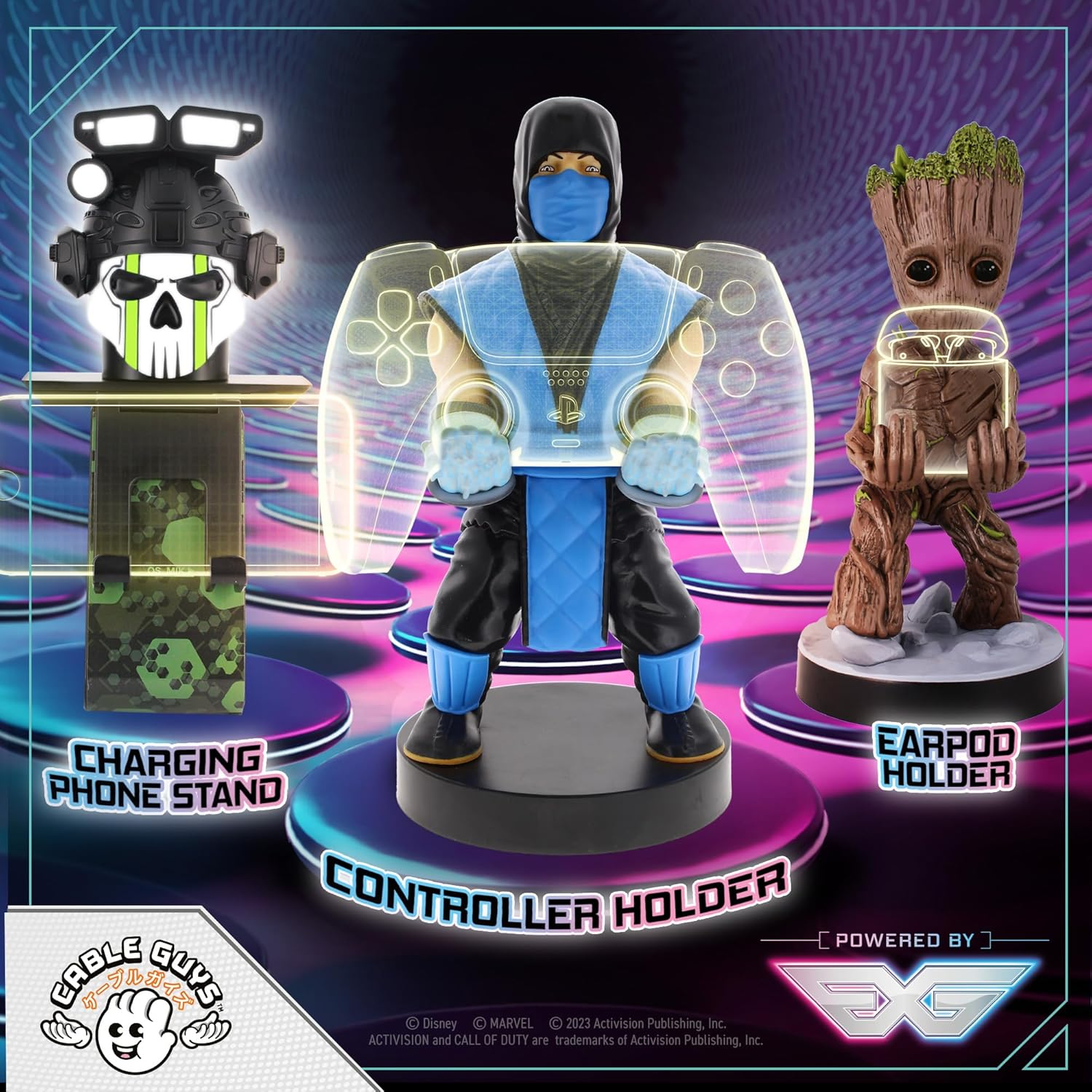 Cable Guys - Mortal Kombat Sub Zero Gaming Accessories Holder & Phone Holder for Most Controller (Xbox, Play Station, Nintendo Switch) & Phone