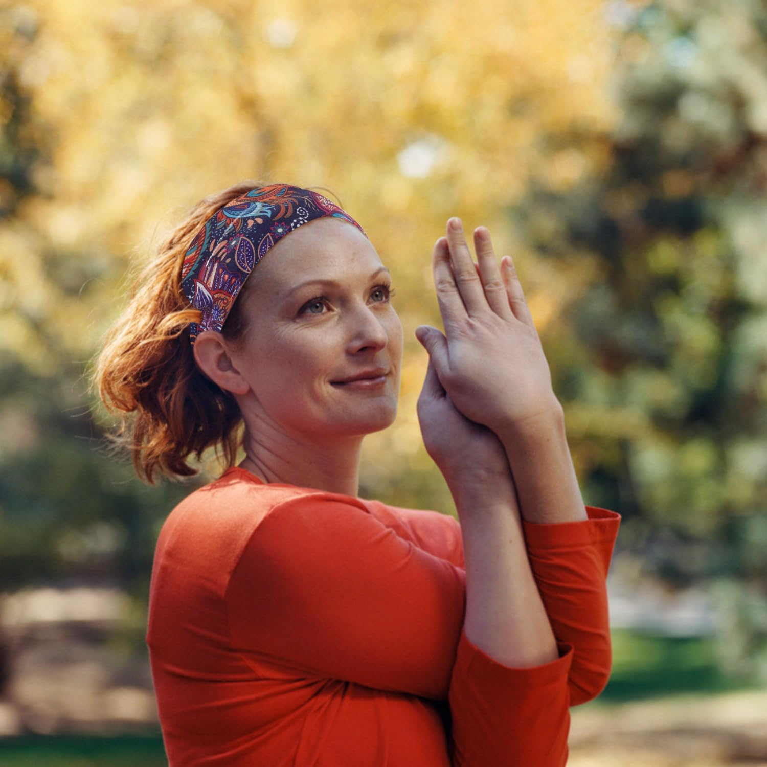 Pack of 6 Stretch Headbands, Retro Printed Headband, Wide Cut Hair Accessories, Sporty Sweat-Absorbing Headband image number 3