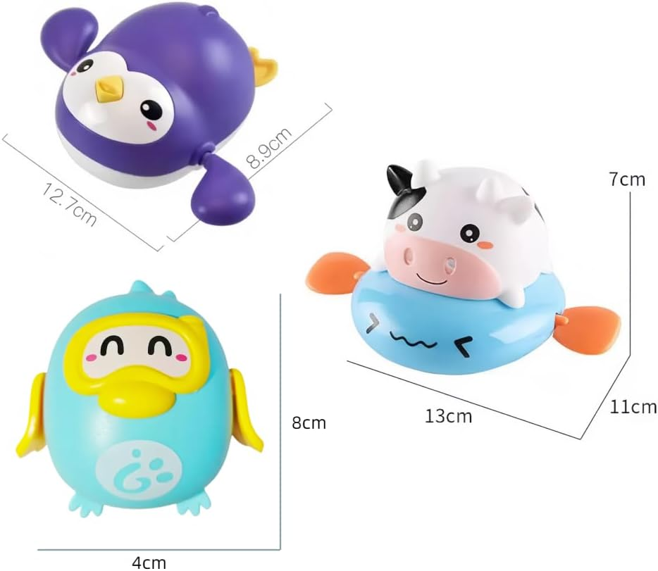 Baby Bath Toys, Animal Themed Swimming Penguins Cow Fish, ABS Material, Bath Toy, Bath Toys, 6 Months - 3 Years, Purple, Blue, Pink image number 4
