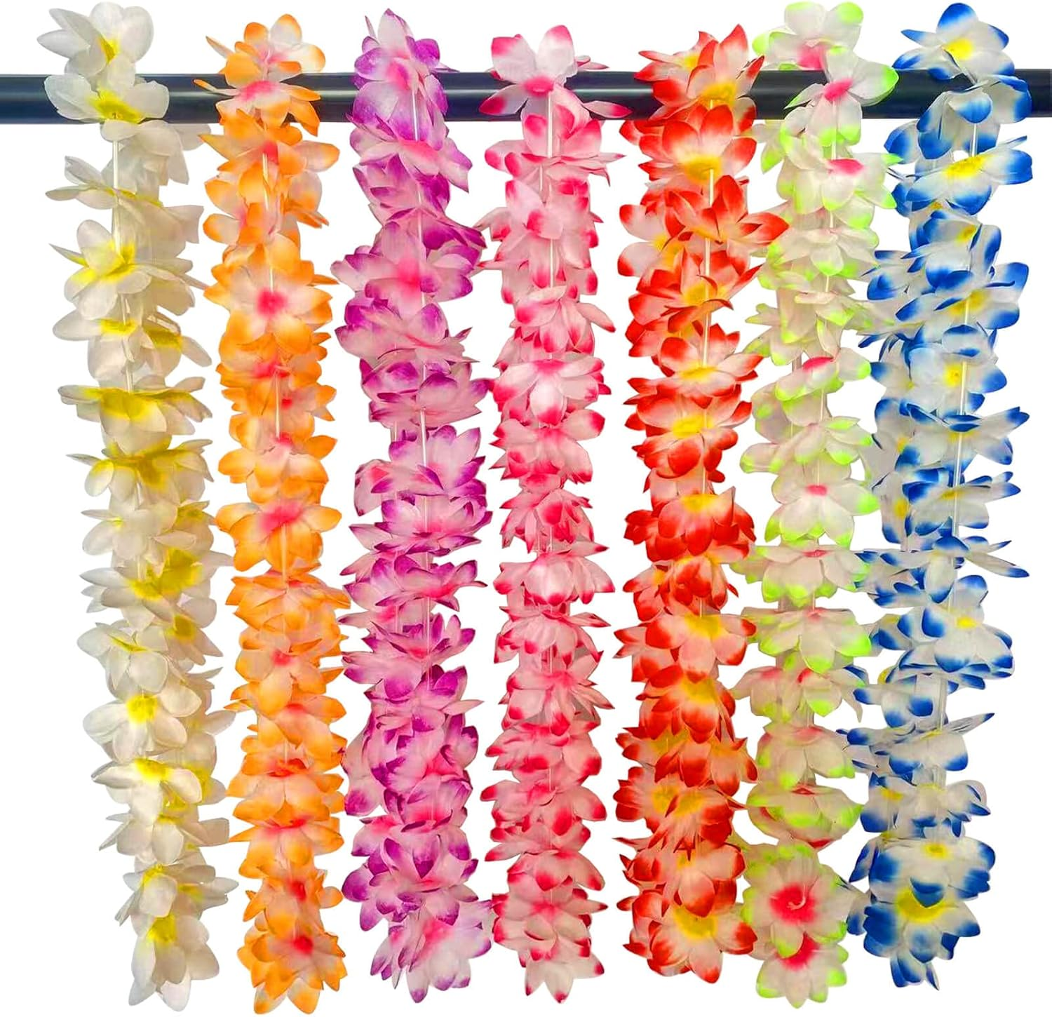 Yzoe Gzroe 100 Counts Hawaiian Leis - Silk Flower Necklace Leis for Luau Theme Party Decorations & Favors - Multicolour, No Gemstone