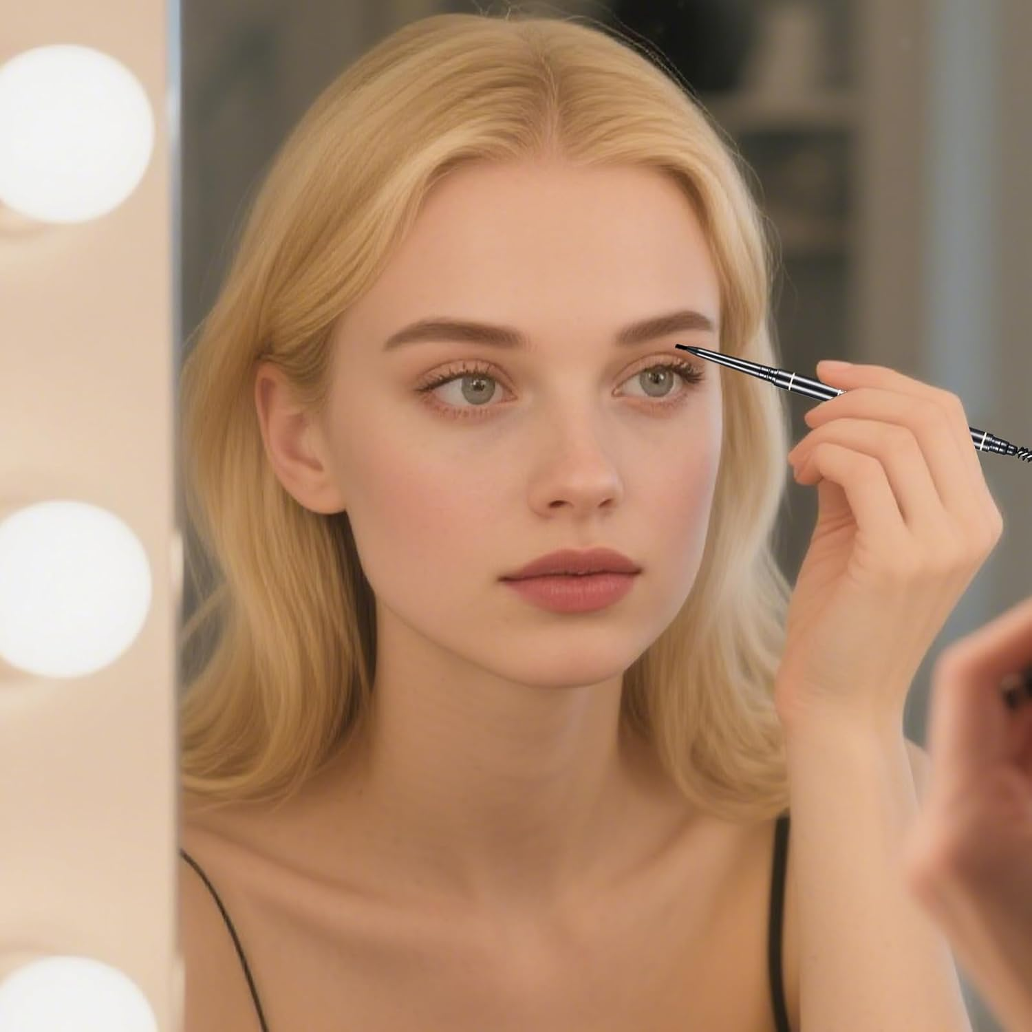 Dual-Ended Eyebrow Pencil Micro Pencil with Eyebrow Brush Sweat-Proof Ultra-Fine Pencil Tool for Shaping Defining and Filling Suitable for Beginners Makeup Artists and Beauty Enthusiasts (Black)