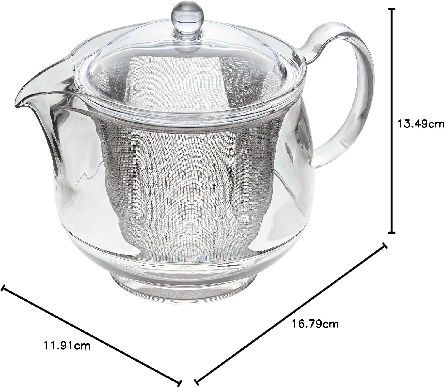 Akebono Sangyo TW-3723 Light and Unbreakable Teapot, 25.7 Fl Oz (730 Ml), Tritan Resin, Clear Teapot, Stainless Steel Mesh, LL Size, Made in Japan image number 2