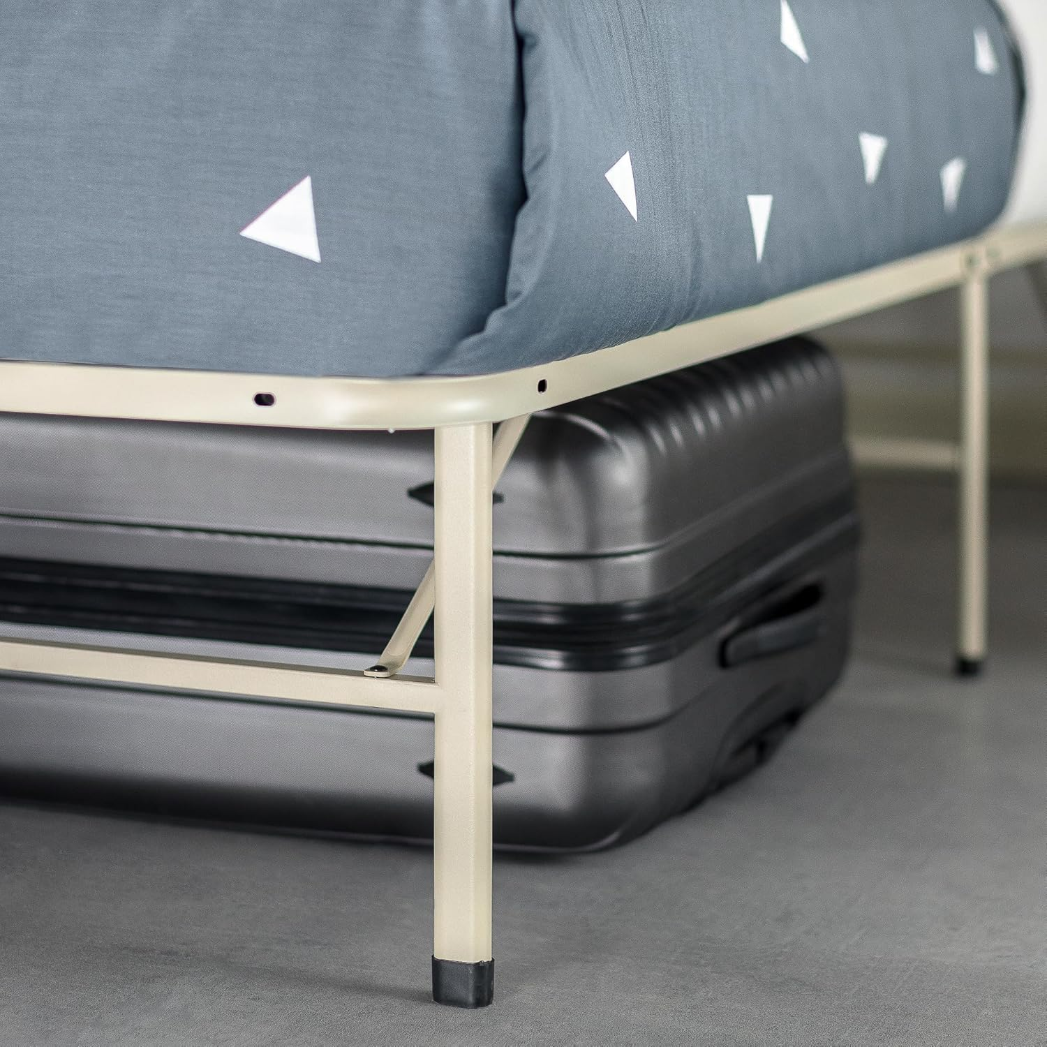 Zinus Smartbase Double Bed Base Frame White Foldable Premium Metal Heavy Duty Steel - Folding Bed Platform Mattress Foundation with under Bed Storage, Light Beige image number 1