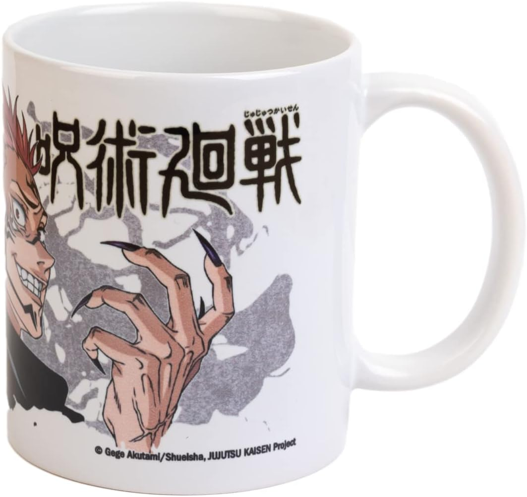 Grupo Erik Jujutsu Kaisen Yuji & Sukuna Ceramic Mug | 35 Cl - 350 Ml | 3.74 X 3.15 Inch - 9.5 X 8 Cm | Jujutsu Kaisen Mug | Coffee Mug | Tea Mug | Jujutsu Kaisen Manga