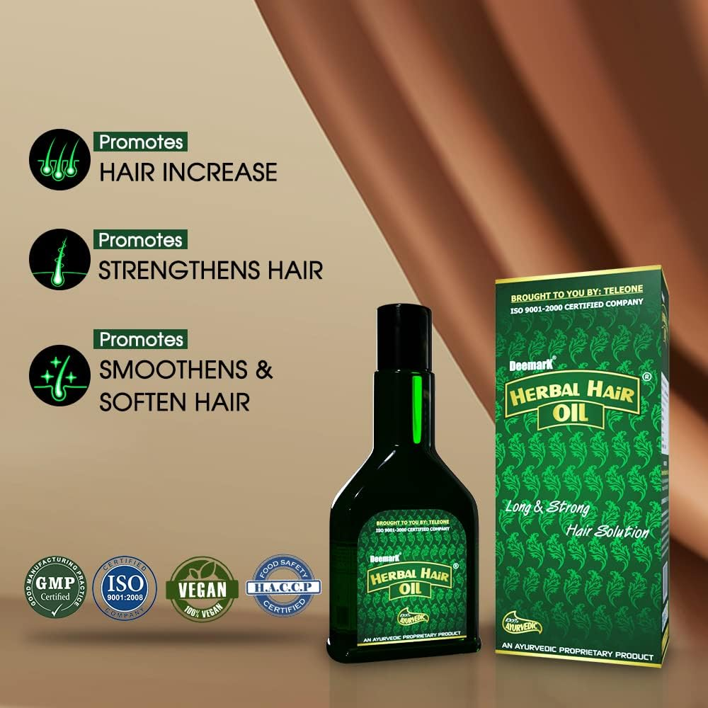 Deemark Herbal Hair Oil Long & Shiny Hair | anti Hair Fall Control | Thick & Long Lasting Soft Hair, (Pack of 4, 120ML) image number 1