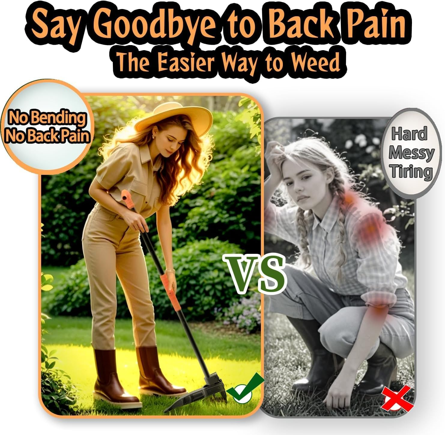 Stand up Weeder Puller Tool - Made with Heat Treated Steel and Ergonomic Handles, Weeding Tools Ideal for Gardens and Patio Lawns to Effectively Pull Out Weeds & Their Roots image number 1