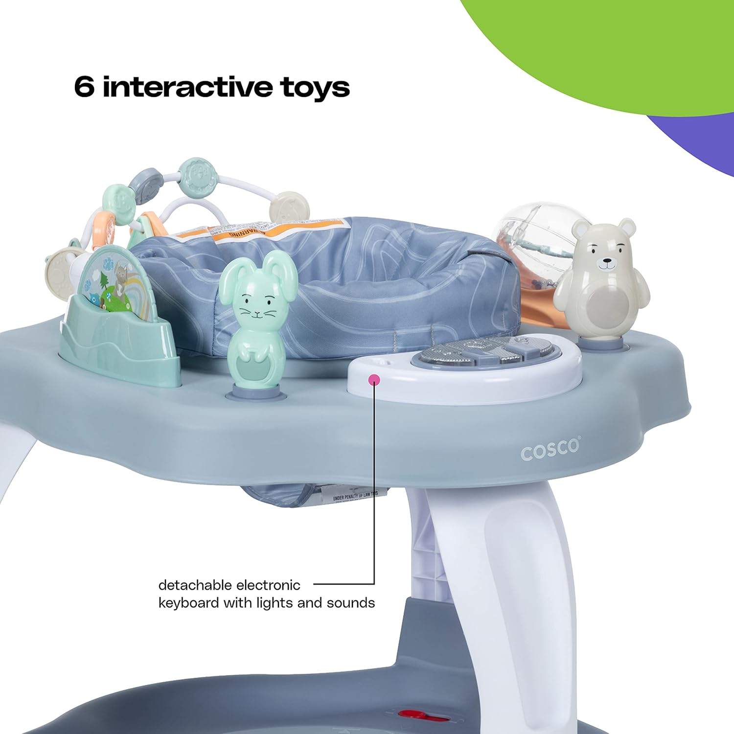 Cosco Play-In-Place Activity Center, Stationary Activity Center and Jumper, Organic Waves image number 5