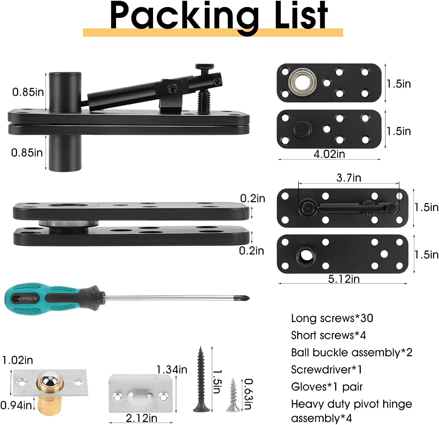 Hidden Door Hinge, 360&deg; Swing Pivot Hinges, 570Lbs Load-Bearing, Silent Operation, Stainless Steel Door Hinge Hardware Kit, Black Heavy Duty Door Hinges for Secret Door or Hidden Door Bookcase