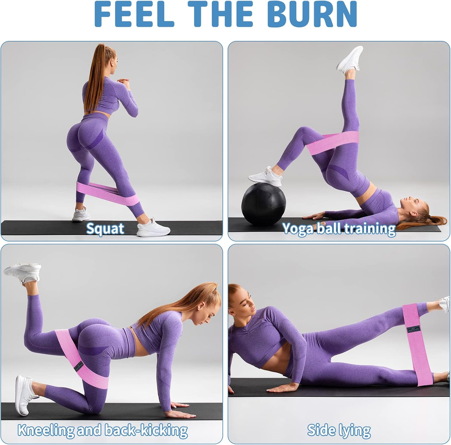 Fabric Resistance Bands for Working Out,Exercise Bands Resistance Band, Booty Bands for Legs and Butt Yoga Pilates Rehab, Fitness Elastic Bands Set image number 5