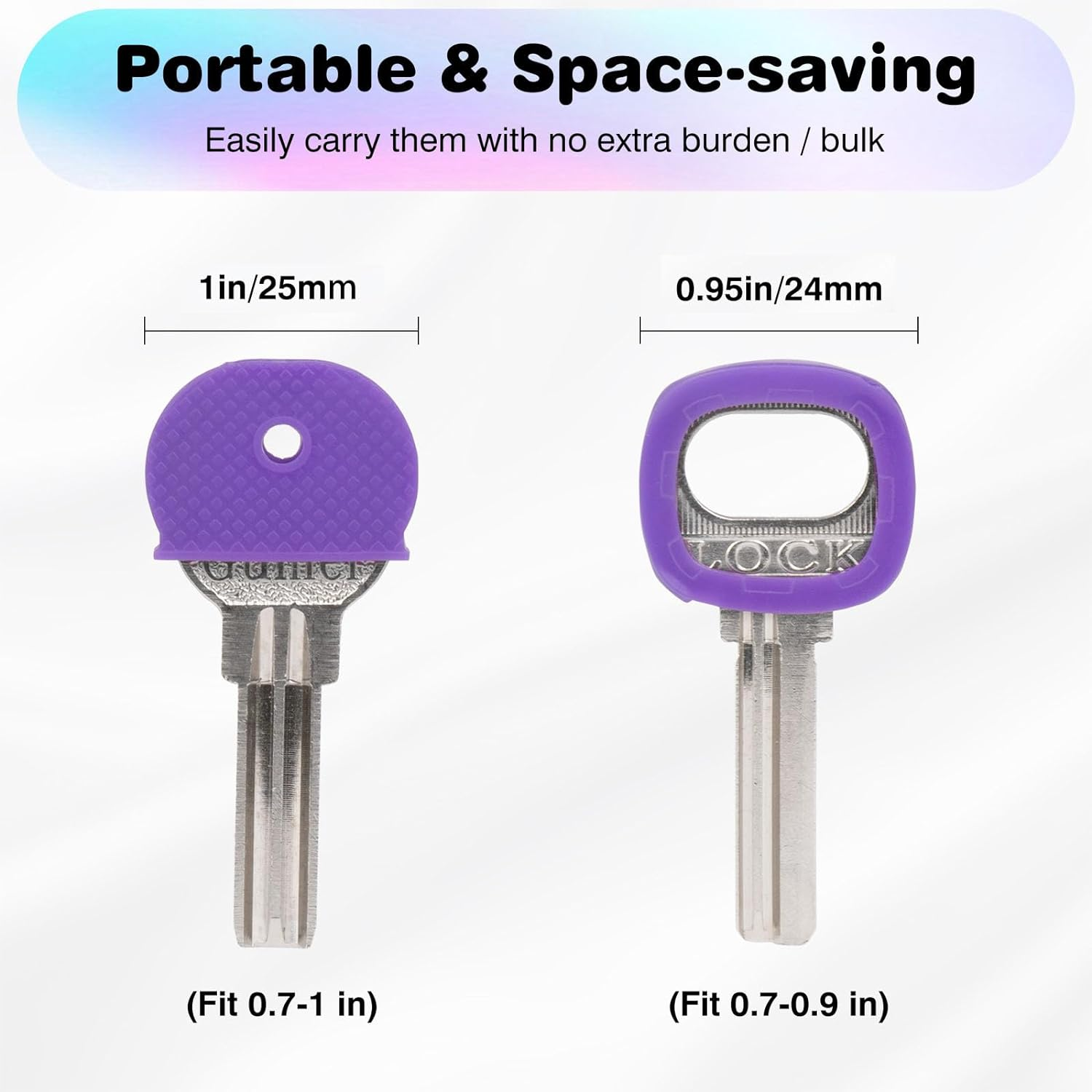 20 Pack Color Caps Covers Tags, Soft Rubber Identifiers, Plastic Toppers for Standard Flat Organization House Keys (Not for Odd-Shaped), 10 Colors, 2 Styles image number 2