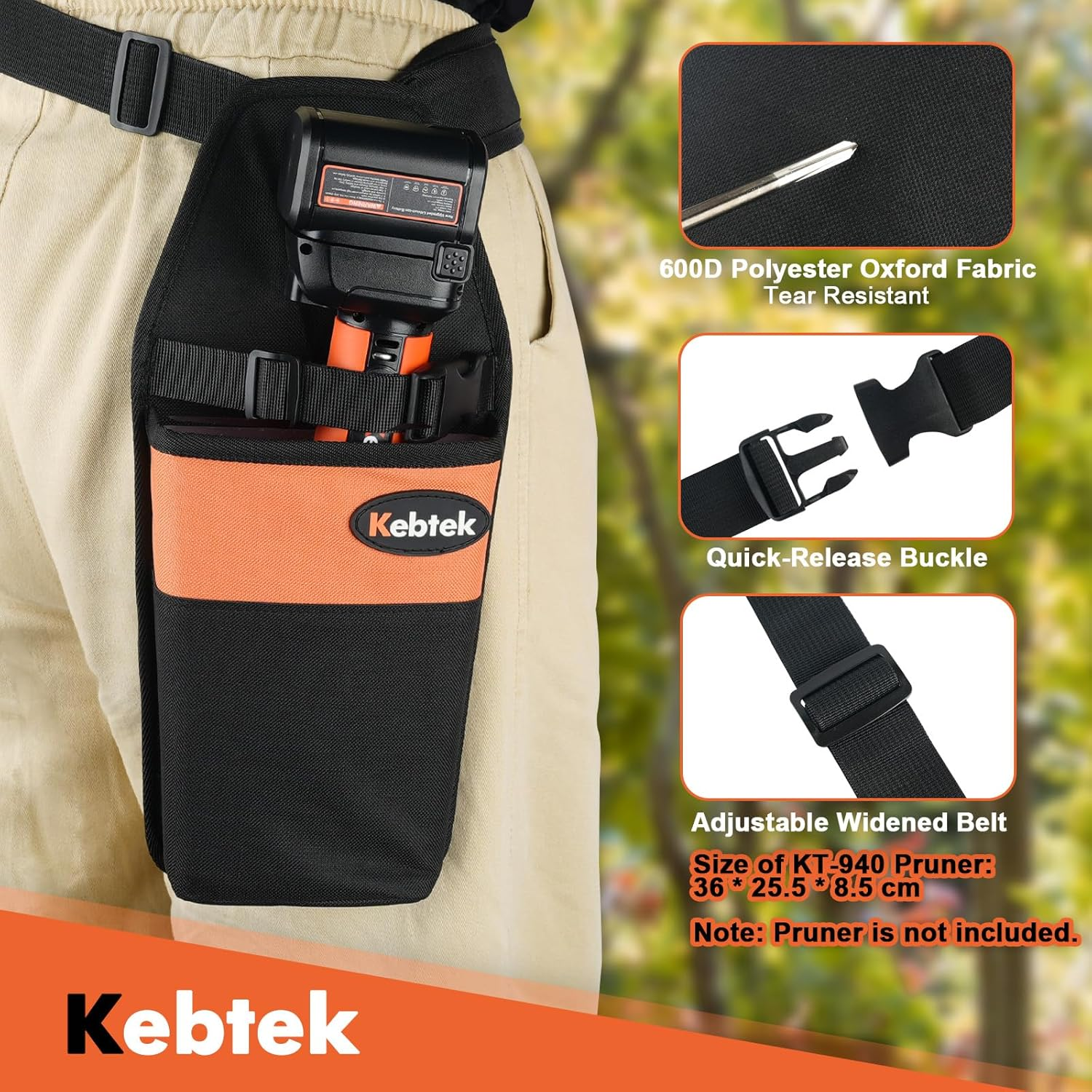 Kebtek Durable Tool Pouch for Pruning Shears Thicker Version Plastic Liner Added Pruner Holster with Belt Adjustable Quick Release and Fix Magnetic Buckle Convenient for Orchardist Farmer