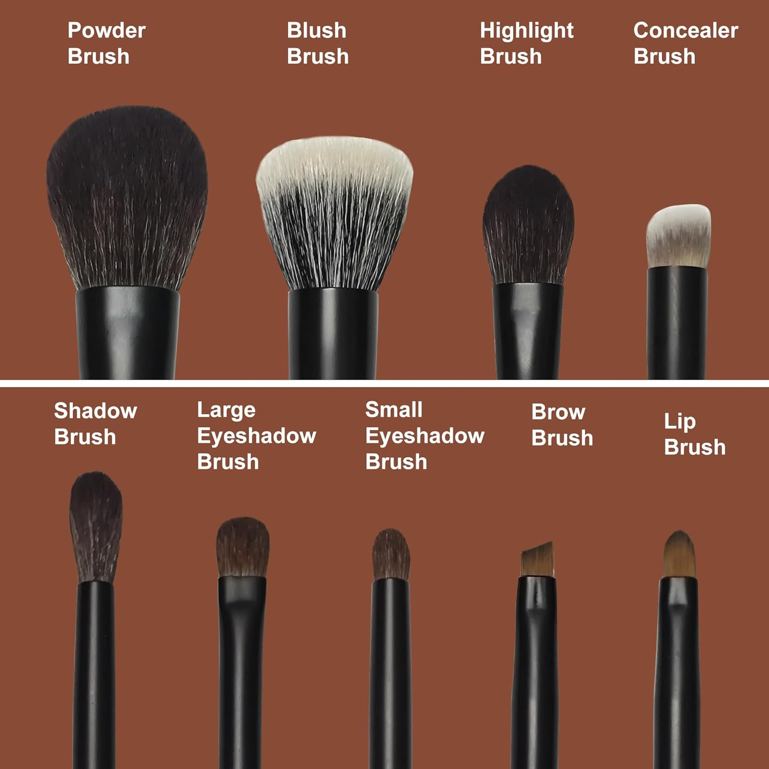 Mini Makeup Brush Set, 9 Full Face Mini Travel Make up Brushes Set, Synthetic & Natural Hair Makeup Brushes for Blush, Eyeshadow, Conceal, Eyebrow Brush, with a Compact Brush Case image number 6