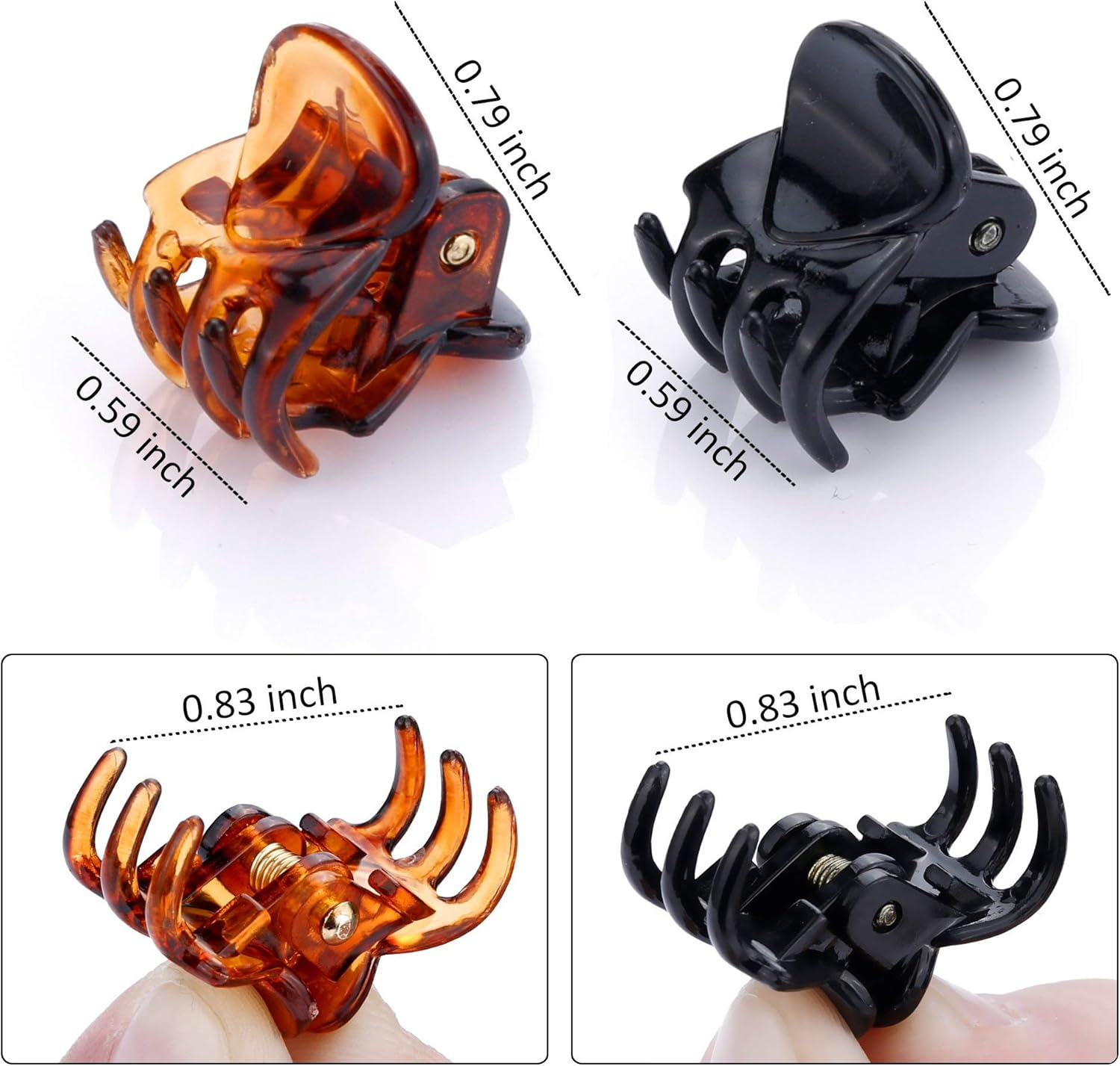 24Pcs Mini Hair Claw Clips for Girls and Women, Small Hair Claw Clips Tiny Plastic Hair Claws Pins Clamps with a Box Black - Brown image number 7