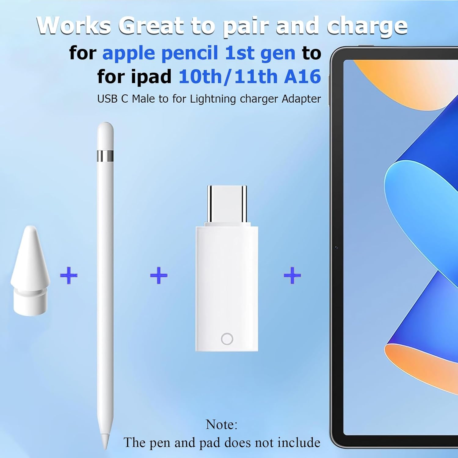 USB-C to Lightning Adapter for Apple Pencil 1St Gen - USB Charger Dongle for Ipad 10Th Gen, Compact Adapter for Apple Pen(White) image number 3