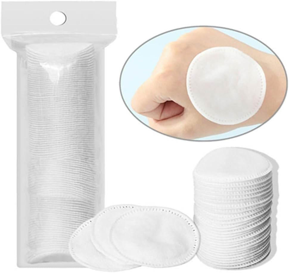 Three-Layer Cotton Makeup Remover Pads, Soft Absorbent Facial Cleansing Rounds, White, 300 Pieces image number 3
