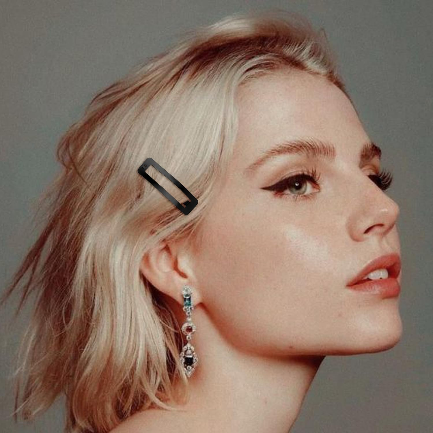 10 Piece Water Drop Hair Clips and 10 Pieces Square Hair Clips, Press Hair Clips, Metal Hair Clips, Bang Hair Clips, Hair Clips, Black Hair Clips image number 3