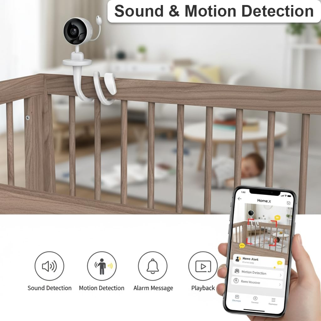 Home.X Smart Wifi Baby Monitor with Cry Detection, Temperature & Humidity Sensor, 2MP/3MP HD Camera, Night Vision, Two-Way Audio, and Remote App Control image number 6