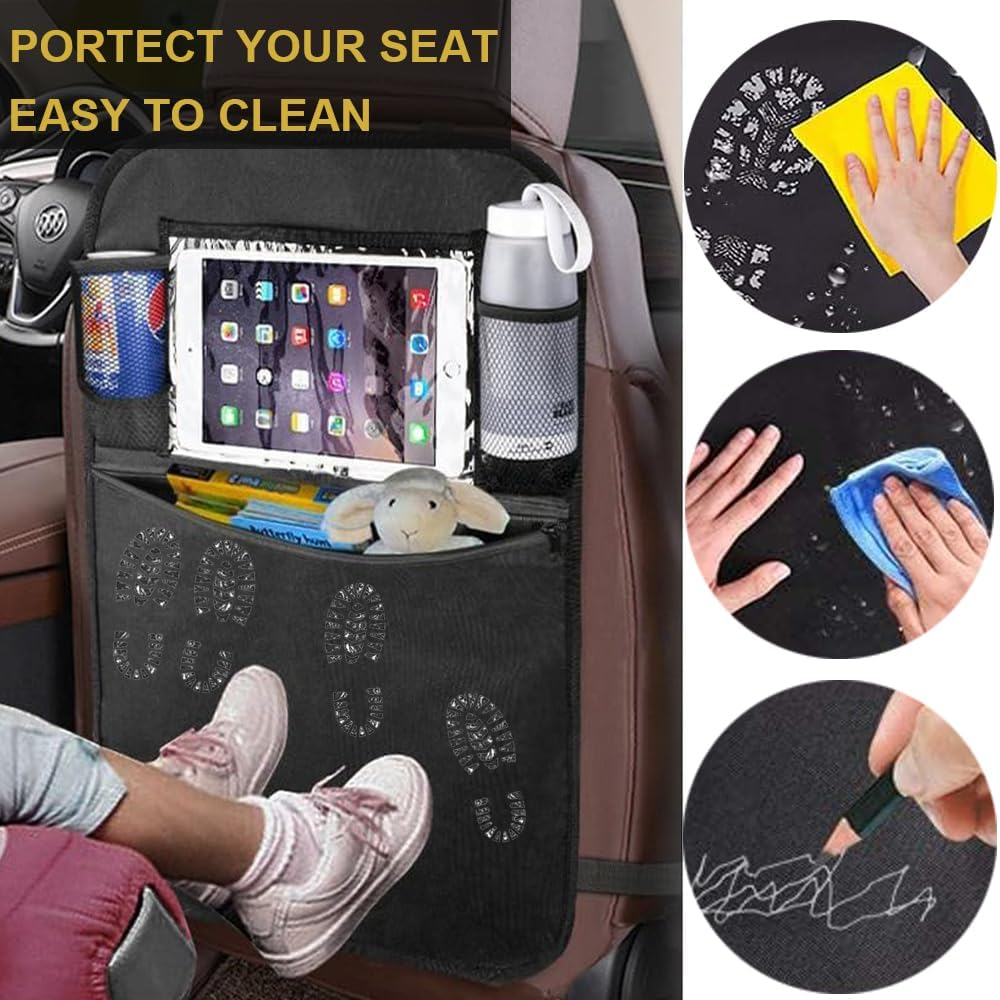 Car Seat Organizer 2 Pack Backseat Car Organizer, Kick Mats Back Seat Protector with Touch Screen Tablet Holder, Back Seat Organizer for Kids, Road Trip Essential image number 4