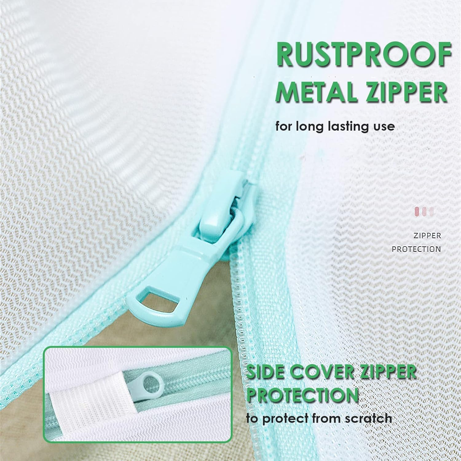 2 PCS Extra Large Laundry Bag, 43.3" X 35.4" Heavy Duty Durable and Reusable Net Washing Bags, Travel Organization Bag with Zipper for Delicate Clothing, Coat, Dress, Bedding, Curtain, Blanket (2PCS - White) - 2Pcs - White image number 4